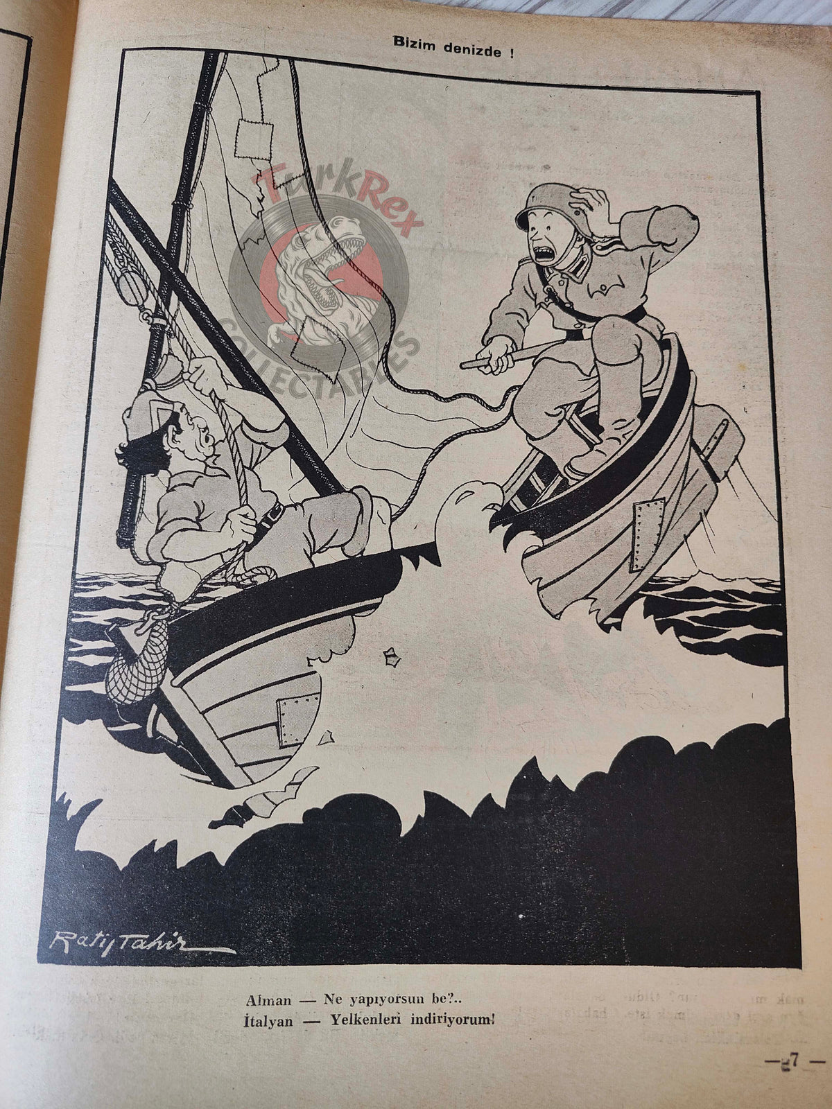 Akbaba 1943 Humor Magazine Turkish Turkey Italy Britain WW2 era Mussolini Germany Pope