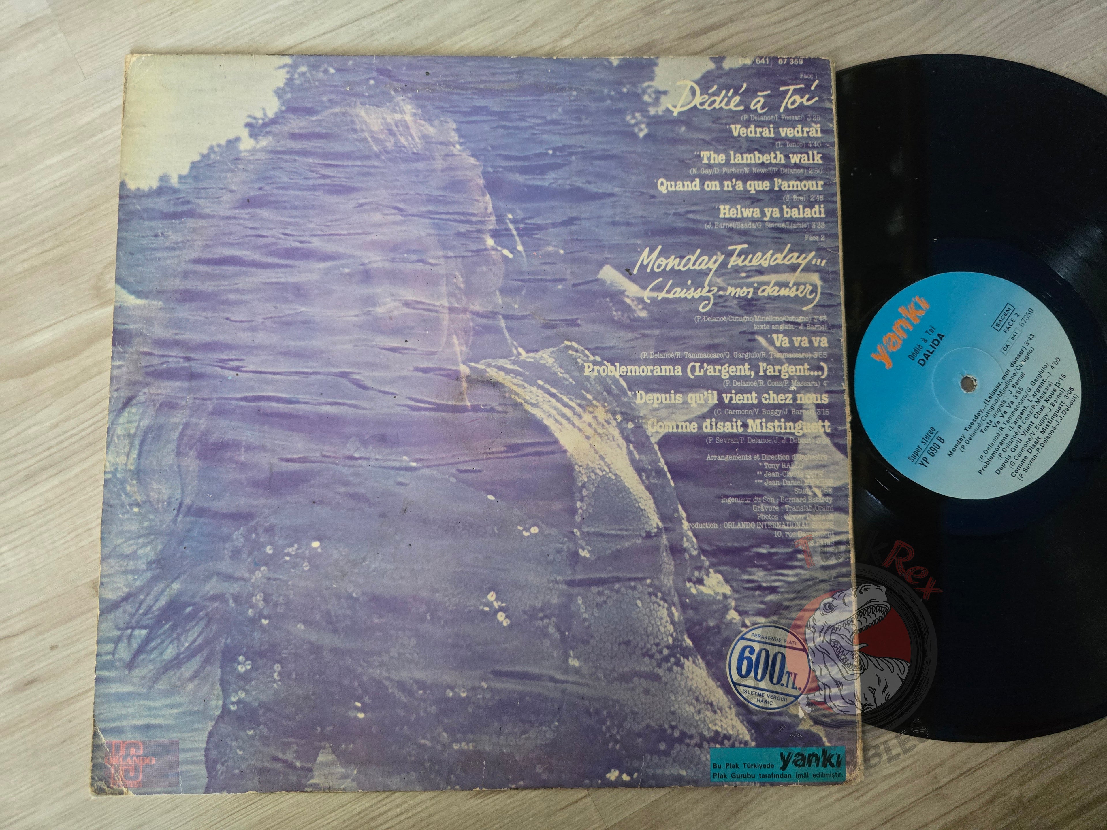 Dalida – Dédié A Toi / Monday Tuesday  Turkish Pressing Vinyl Turkey Edition
