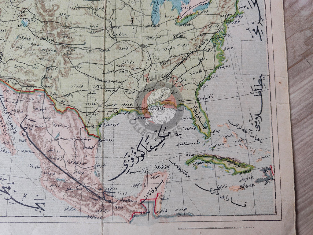 North America 1906 Ottoman Atlas Map Ottoman Empire USA Canada Mexico