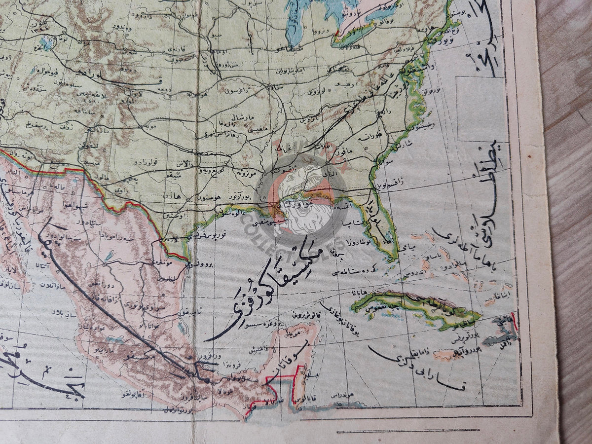 North America 1906 Ottoman Atlas Map Ottoman Empire USA Canada Mexico