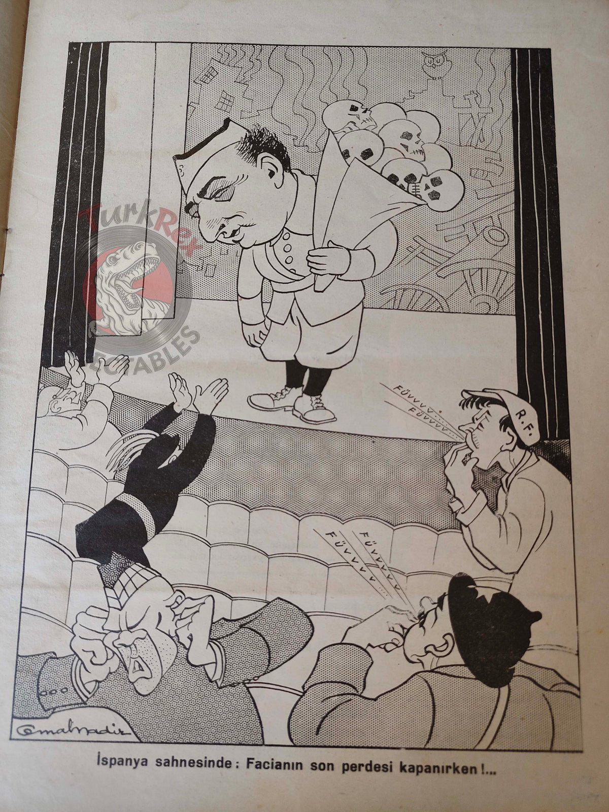 Akbaba 1938 Humor Magazine Turkish Turkey Who Will Devour Whom? WW2 era Philco Spain