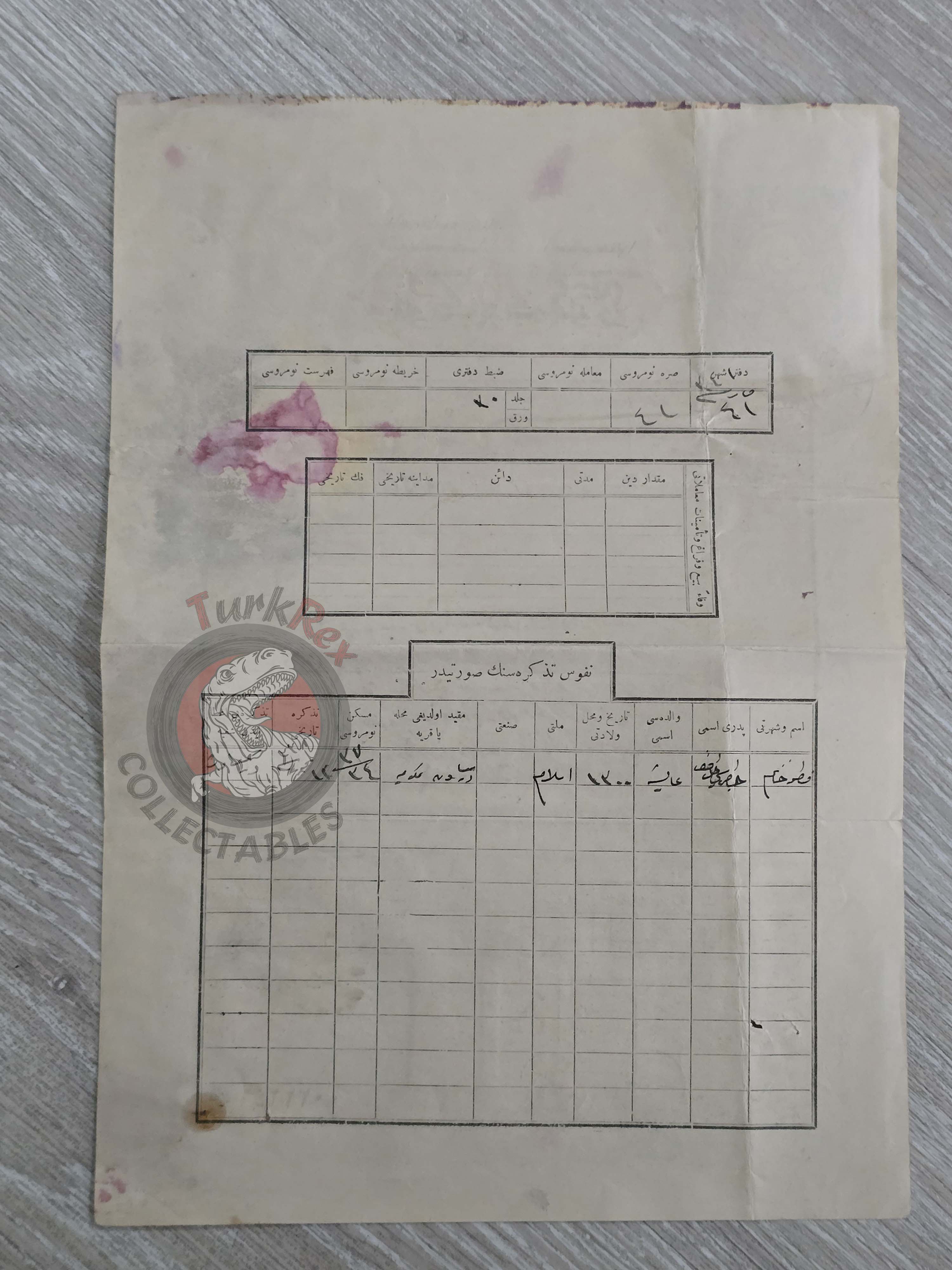 Ottoman 1925 Land Deed Home in Ankara Hamidiye Title Muslim Immigrant Family