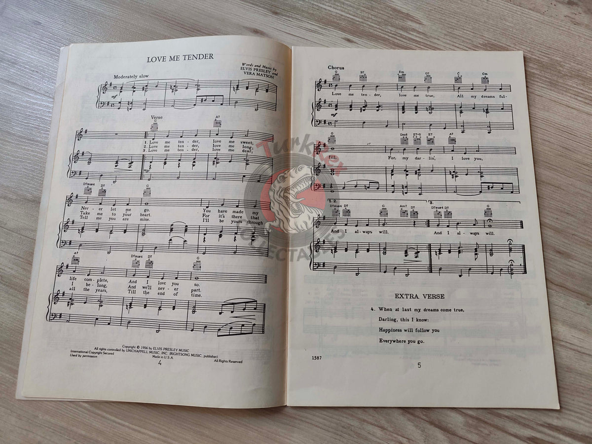 Elvis Presley – Greatest Hits 15 Songs Turkish Vintage Musical Notes Sheet Turkey