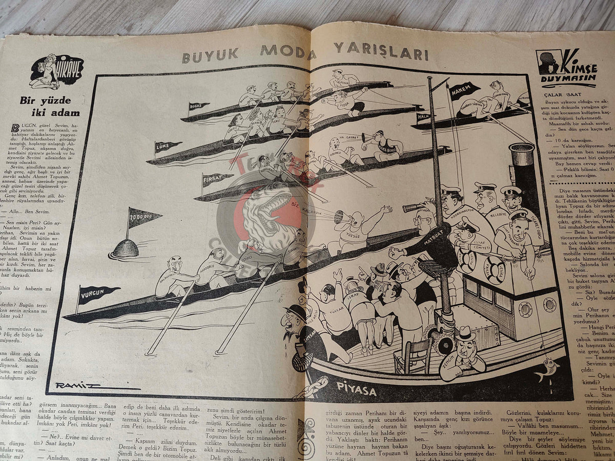 Karikatür 1942 Humor Magazine Turkish Turkey Africa WW2 era Egypt War German Soldier