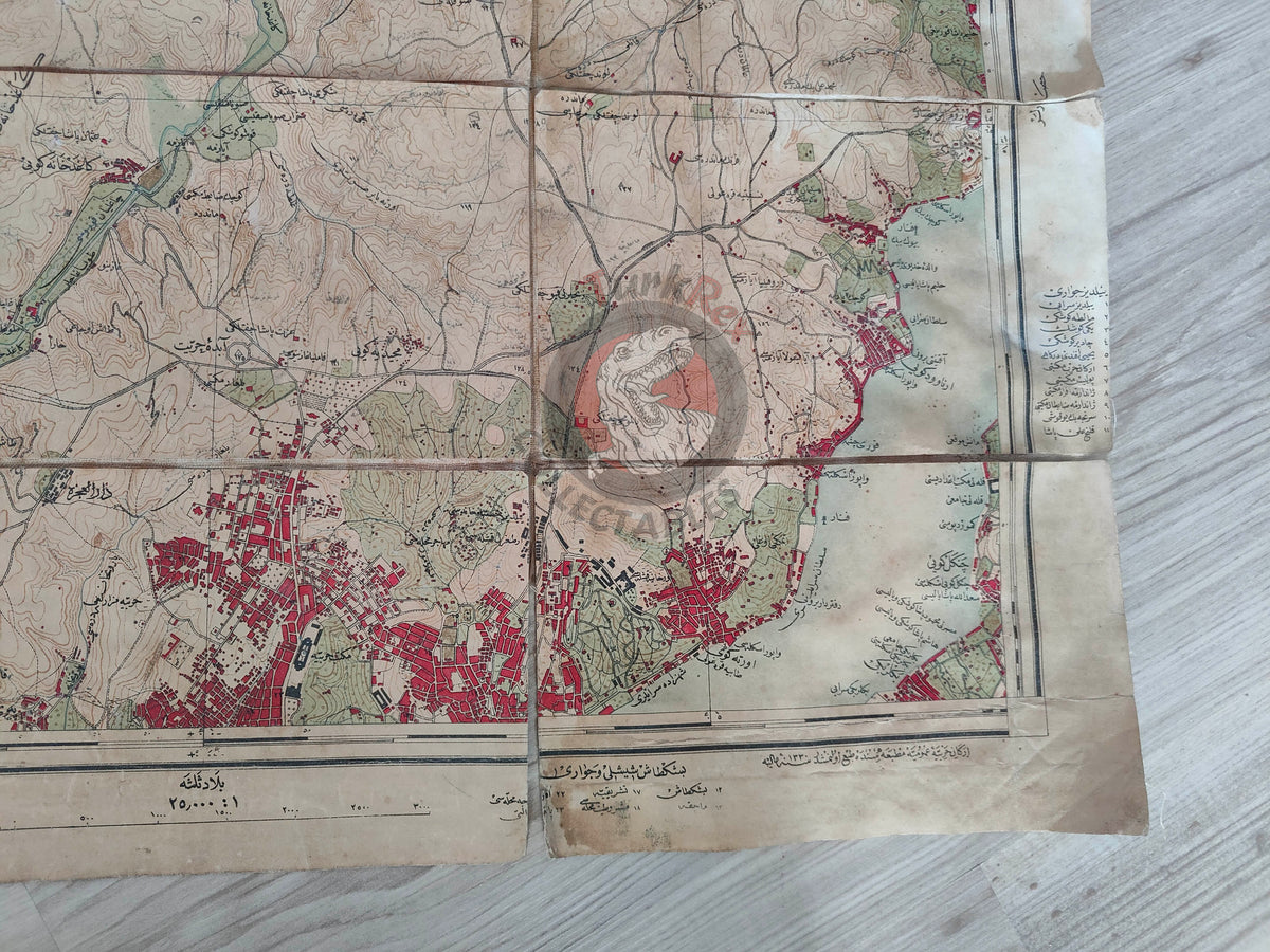 Istanbul 1915 Ottoman WW1 Military Map Empire Constantinople Capital