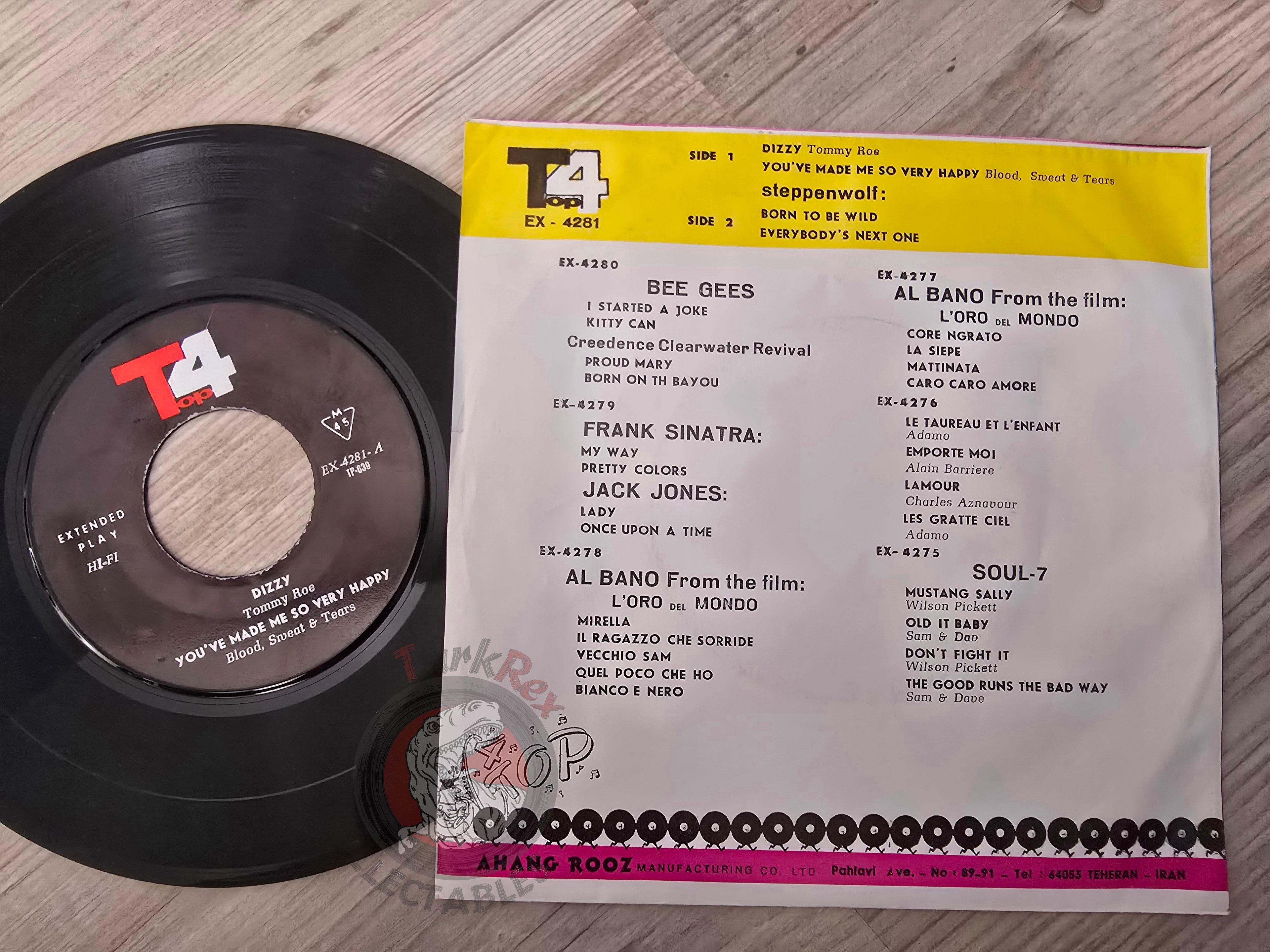 Steppenwolf / Tommy Roe / Blood, Sweat And Tears 7" Iran Pressing Vinyl Iranian Edition