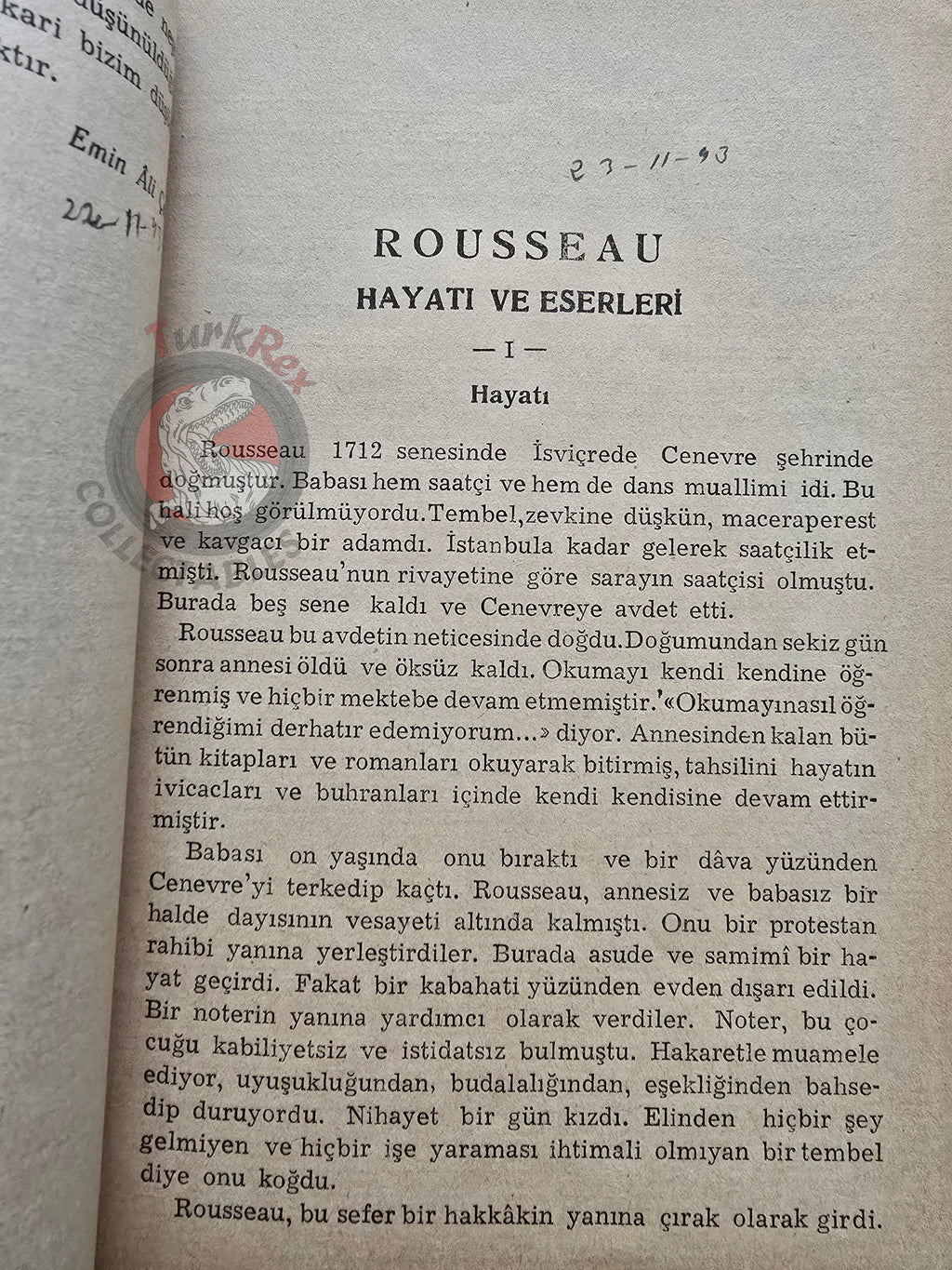 Jean-Jacques Rousseau – Discourse on the Sciences and the Arts 1942 Turkish Book Turkey