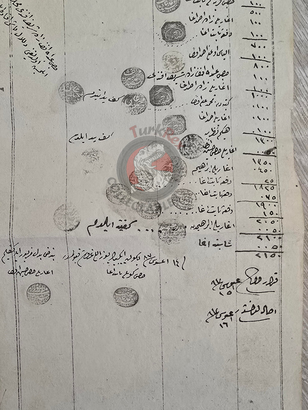 Ottoman 1871 Auction Notice - Collection of the Aşar (Tithe) Tax Ağarı Kütahya Iltizam