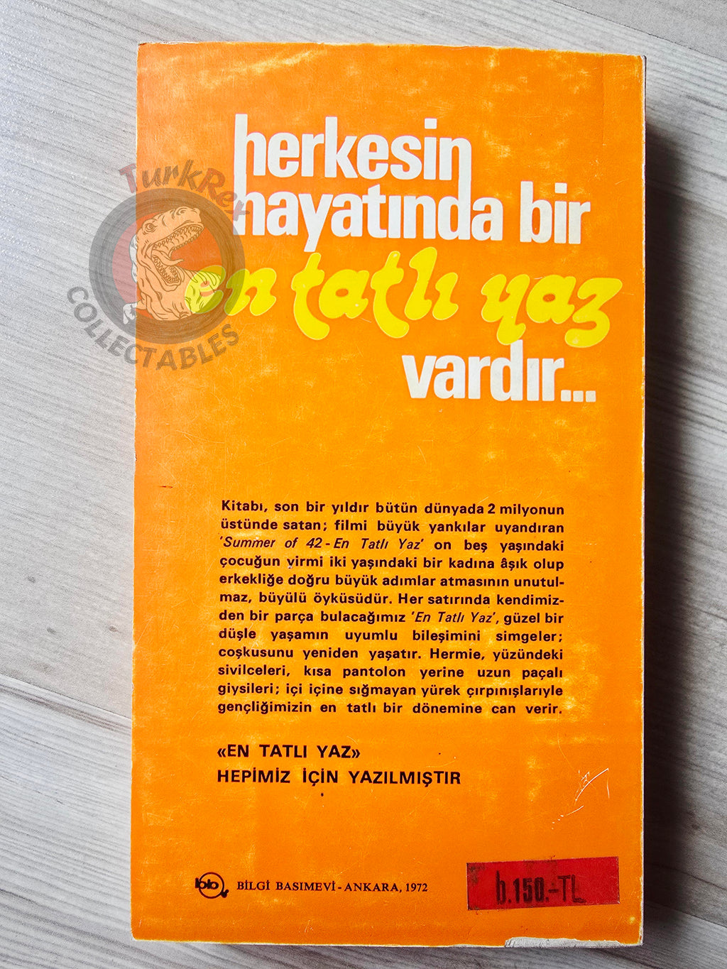 Herman Raucher – Summer of '42 1972 1st Turkish Book Turkey