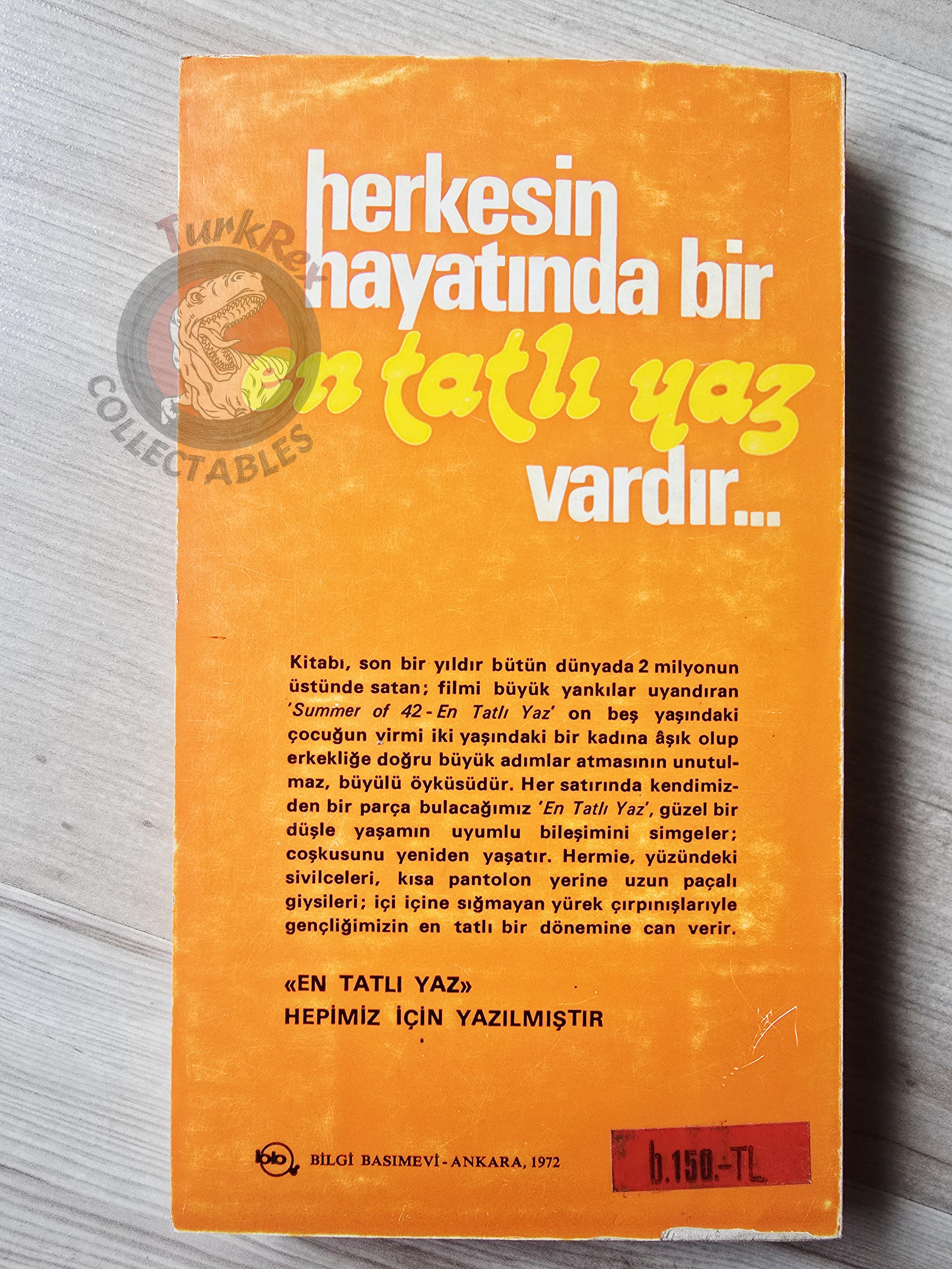 Herman Raucher – Summer of '42 1972 1st Turkish Book Turkey