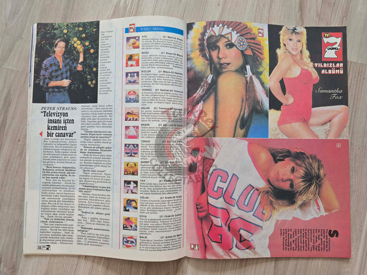 TV'de 7 Gong 1988 Rambo Turkish Magazine Turkey Sylvester Stallone Samantha Fox Joan Baez