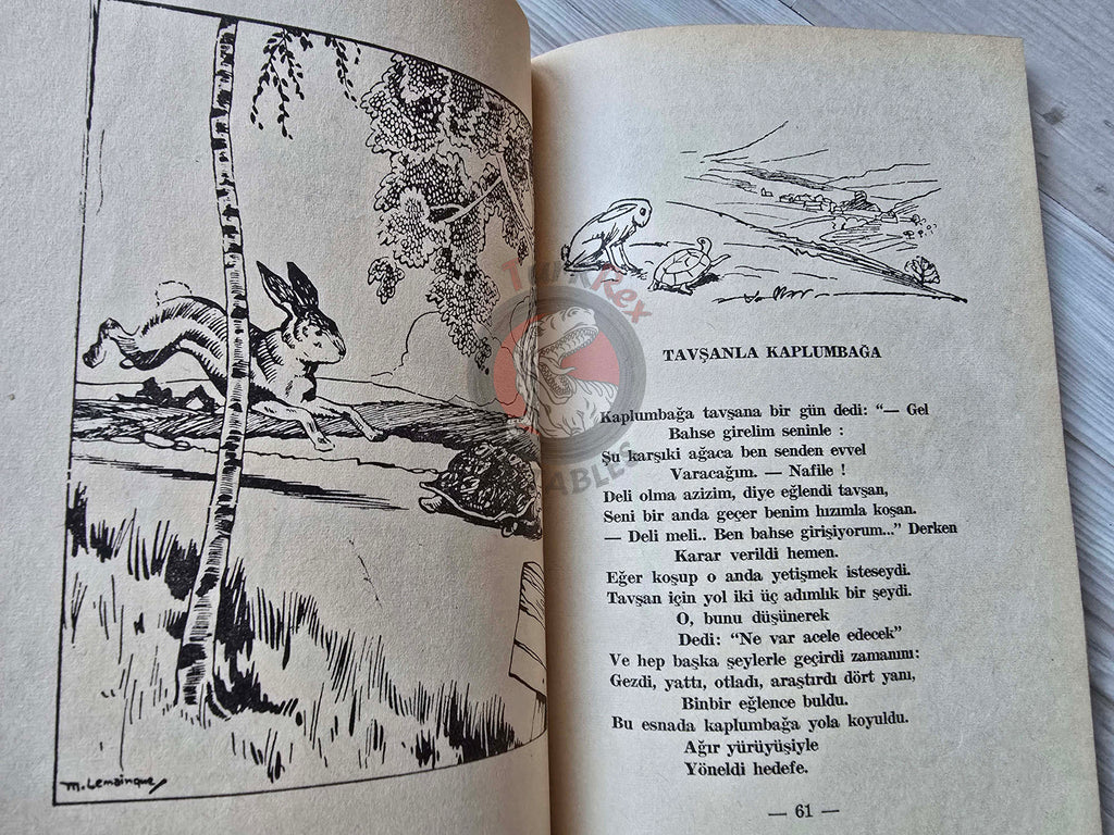 Jean de La Fontaine – Stories from Fables 1966 Turkish Book Turkey Illustrated Maurie Lemainque