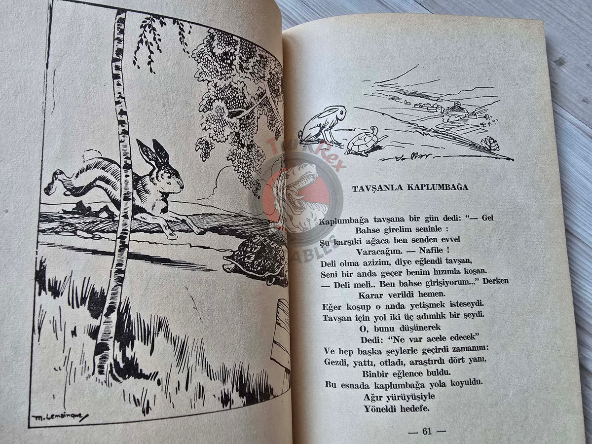 Jean de La Fontaine – Stories from Fables 1966 Turkish Book Turkey Illustrated Maurie Lemainque