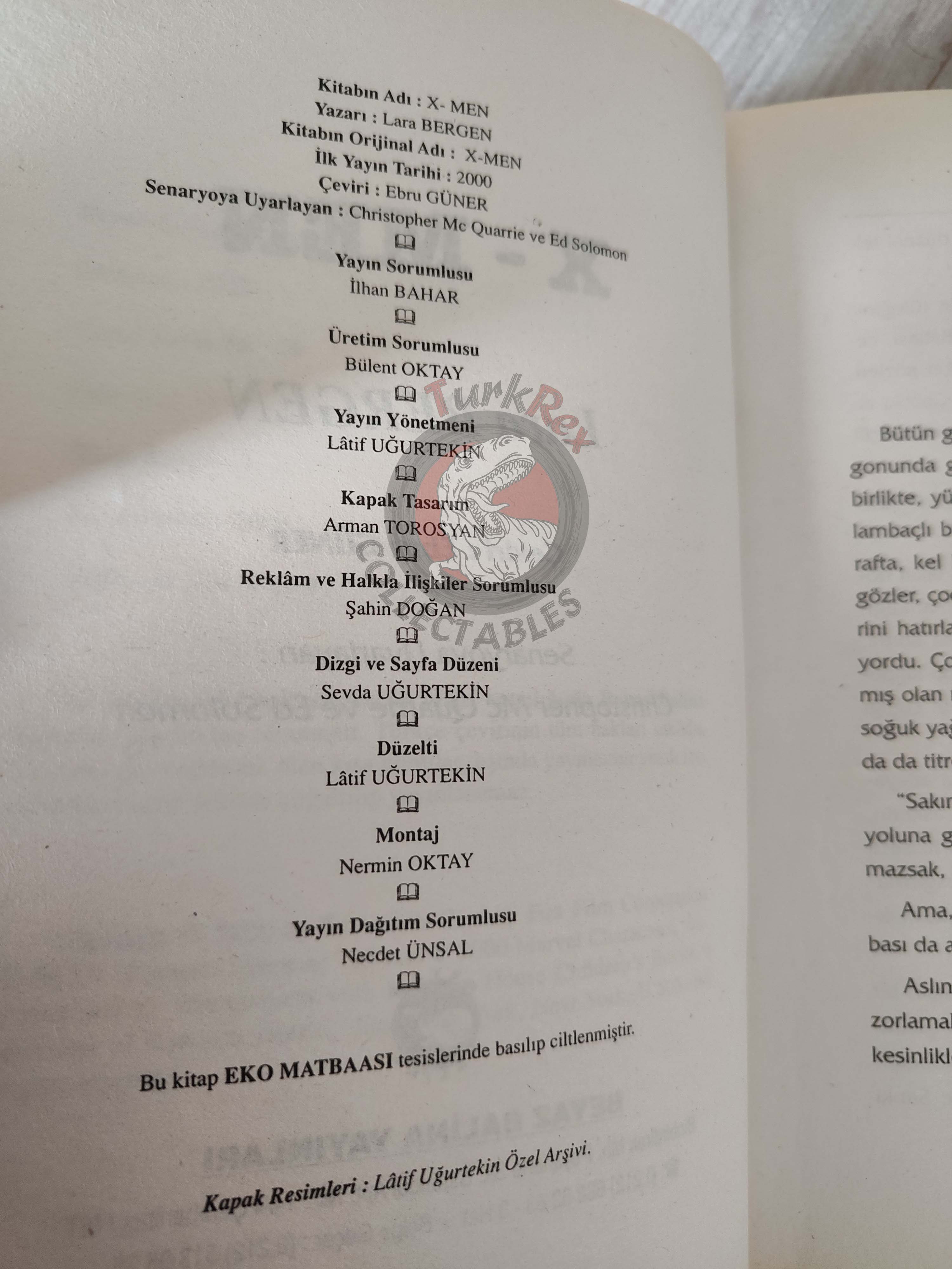 T. Lara Bergen – X-Men 2000 1st Turkish Book Turkey