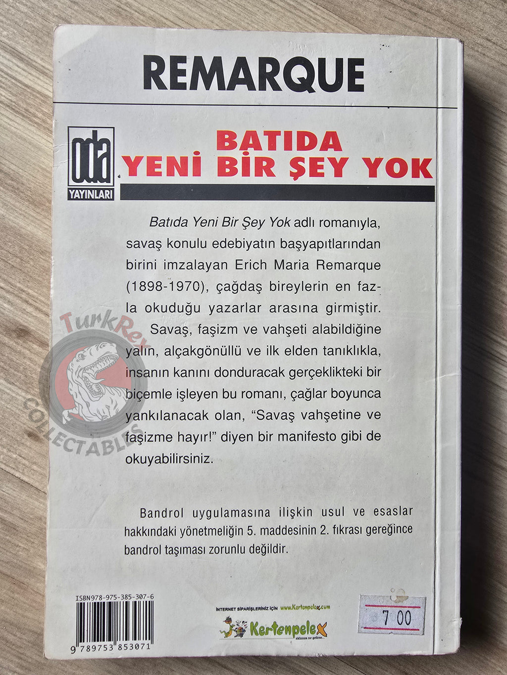 Erich Maria Remarque – All Quiet on the Western Front  2007  Turkish Book Turkey