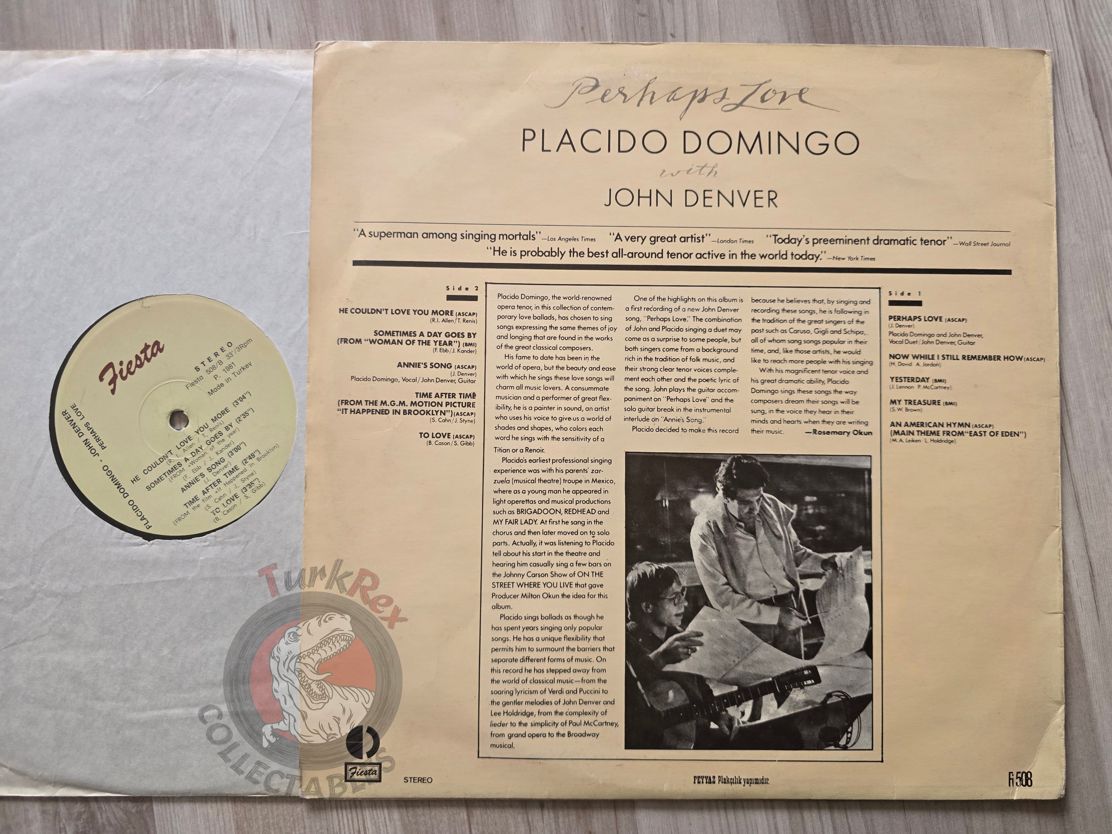 Placido Domingo With John Denver – Perhaps Love Turkish Pressing Vinyl Turkey Edition
