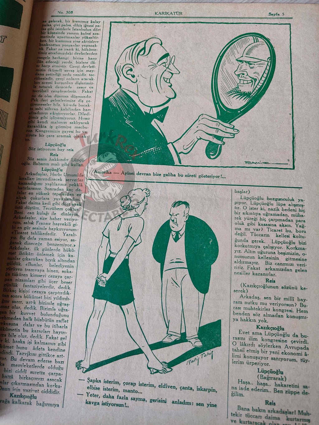 Karikatür 1941 Humor Magazine Turkish Turkey Napoleon’s Ghost German Soldier WW2 era Roosevelt