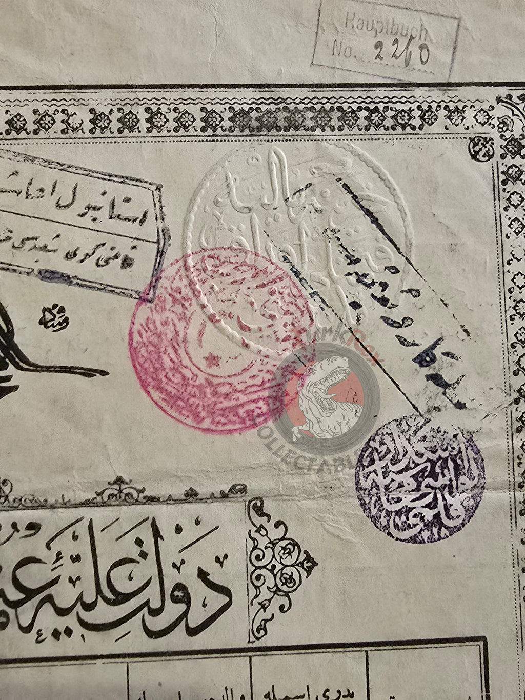 Ottoman Identity Document 1913 İstanbul Armenian Citizen Mariam Manoukian Armenia