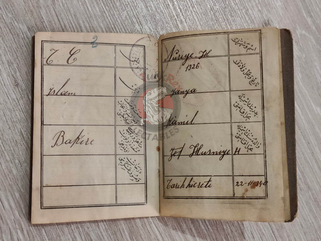 Ottoman Identity Document 1927 Muslim Citizen from Janina with photo Balkans Migrant