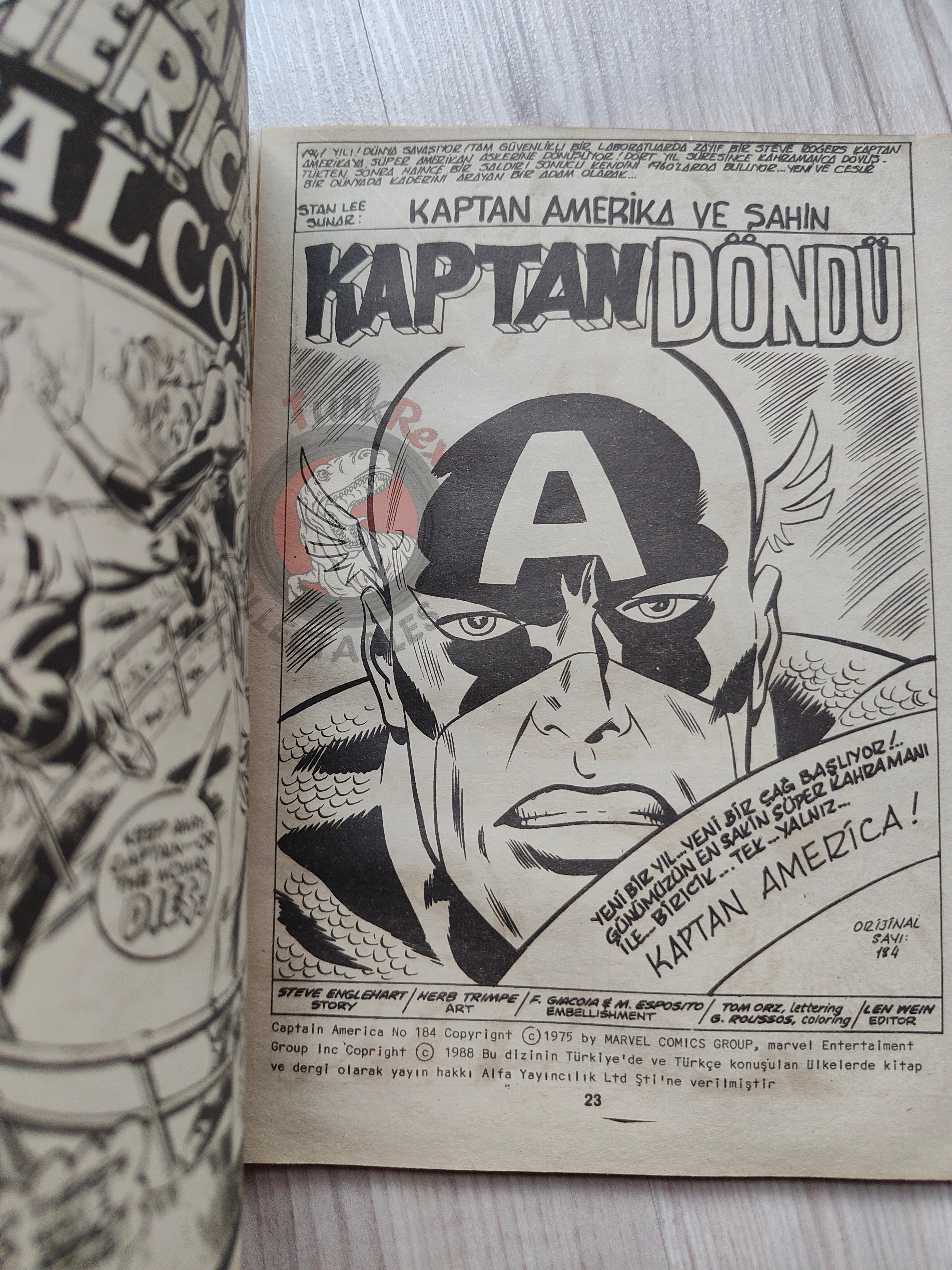 Captain America – Issue #8 1988 Turkish Comic Turkey #183 #184 #185 #186