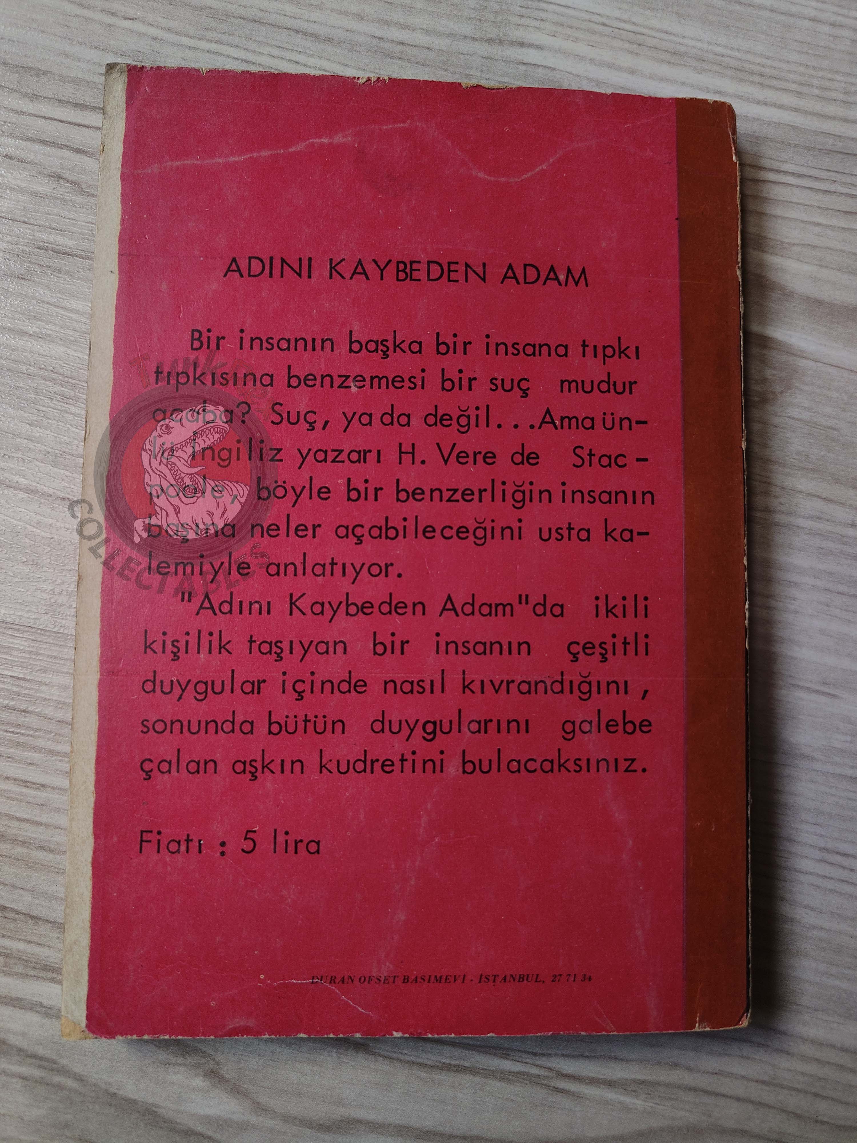 H. De Vere Stacpoole – The Man Who Lost Himself  1969 1st Turkish Book Turkey