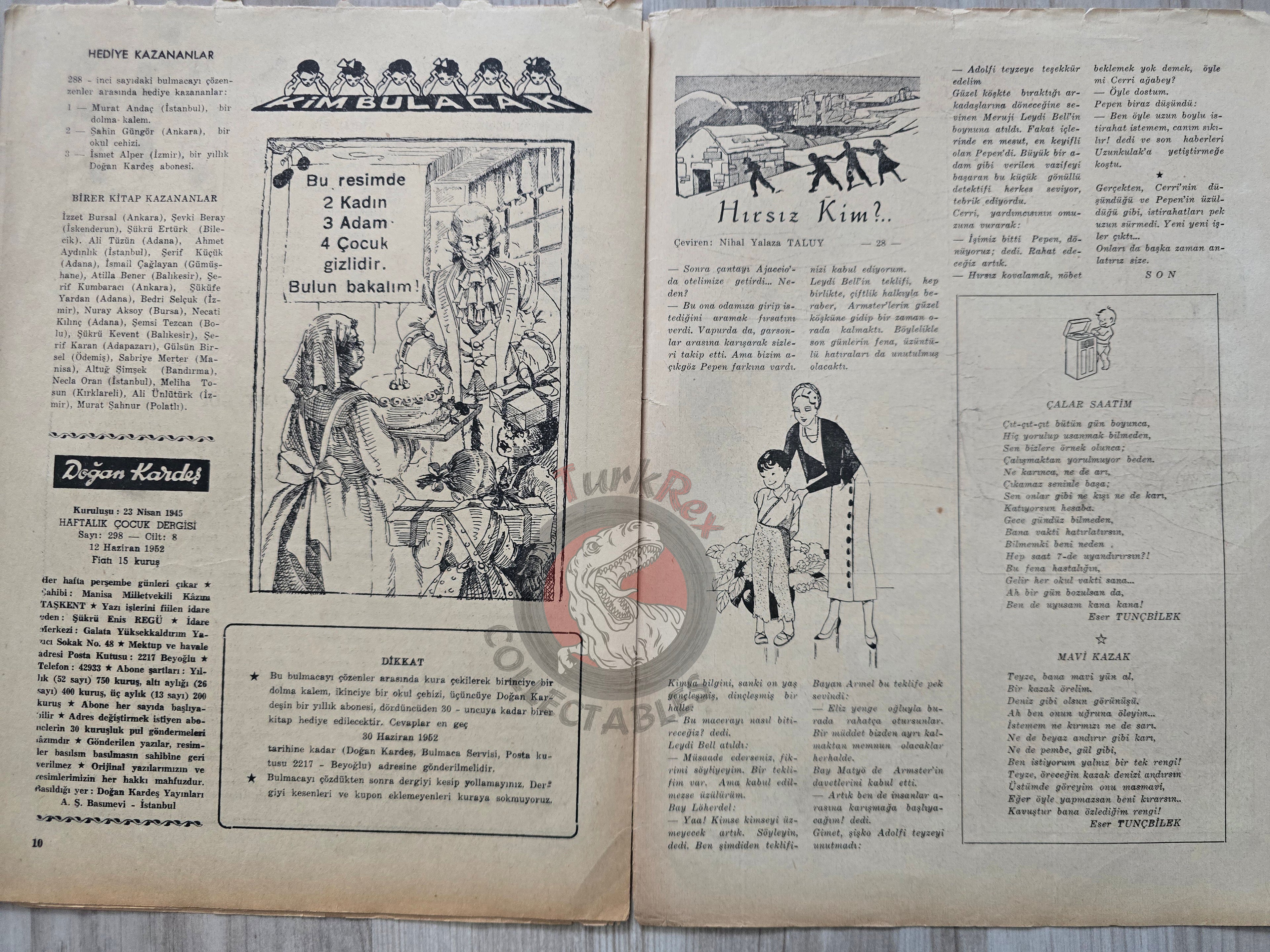 Doğan Kardeş 1952 Magazine #298 Turkish Comic Turkey