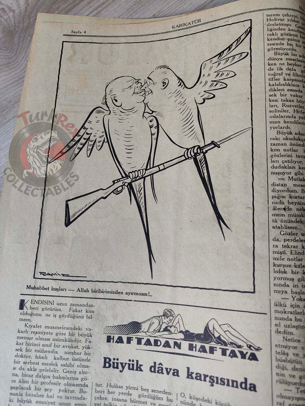Karikatür 1942 Humor Magazine Turkish Turkey Mahatma Gandhi India WW2 era Churchill Roosevelt