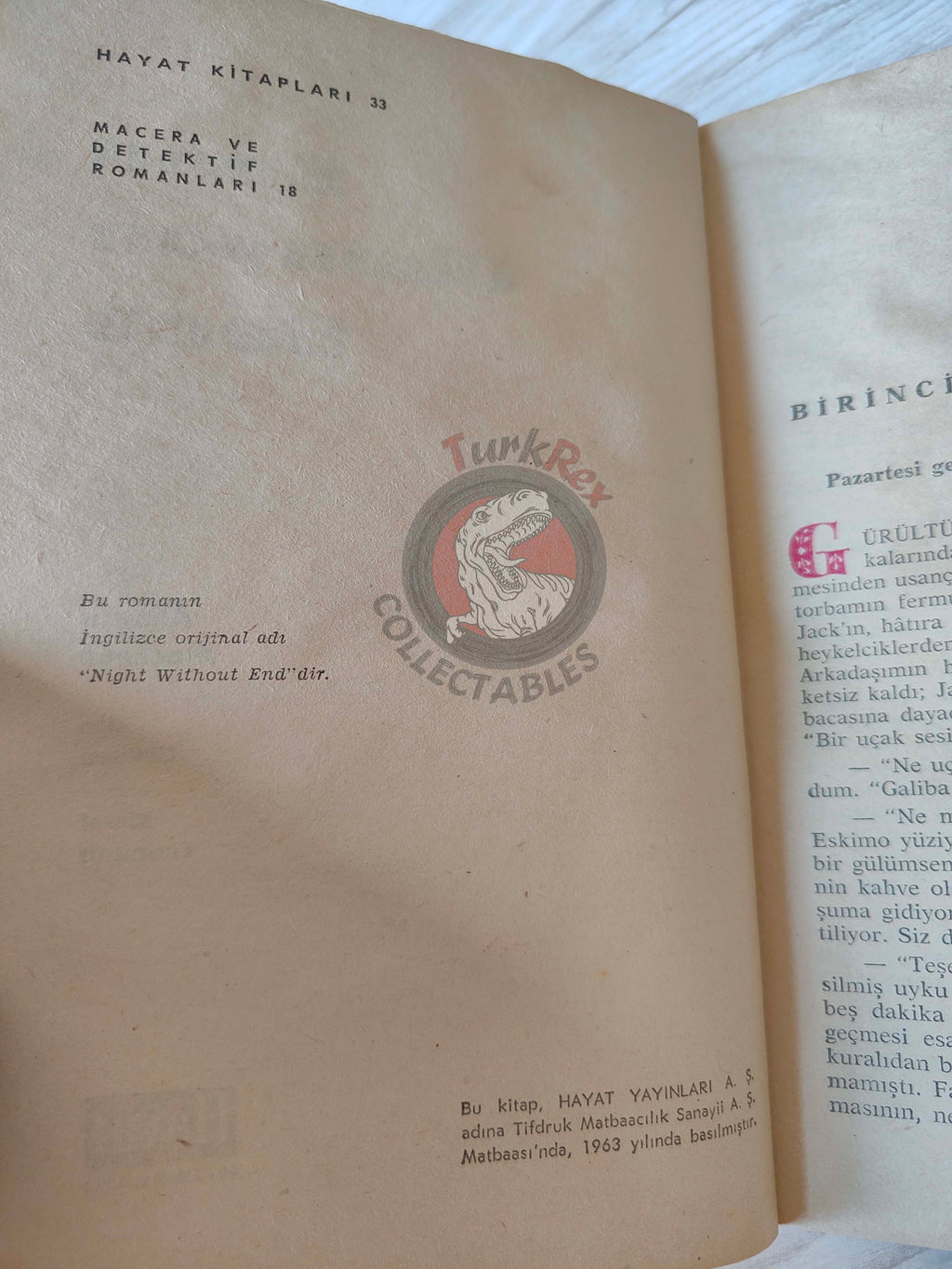 Alistair MacLean – Night Without End 1963 1st Turkish Book Turkey