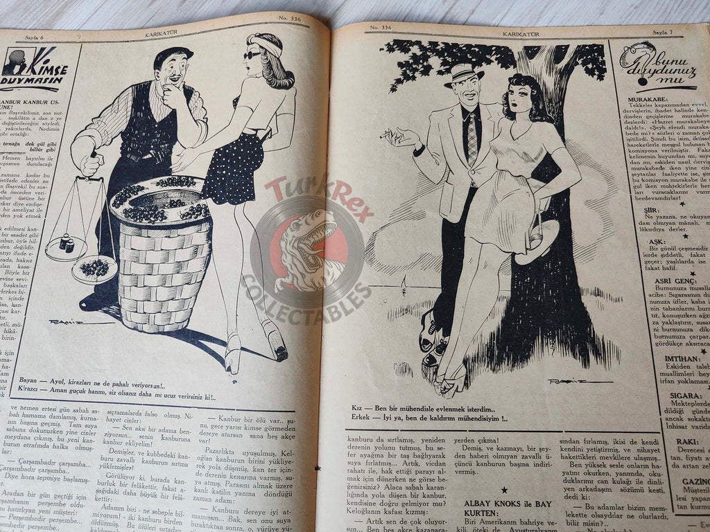 Karikatür 1942 Humor Magazine Turkish Turkey Britain Soviet Union United States WW2 era Uncle Sam USA