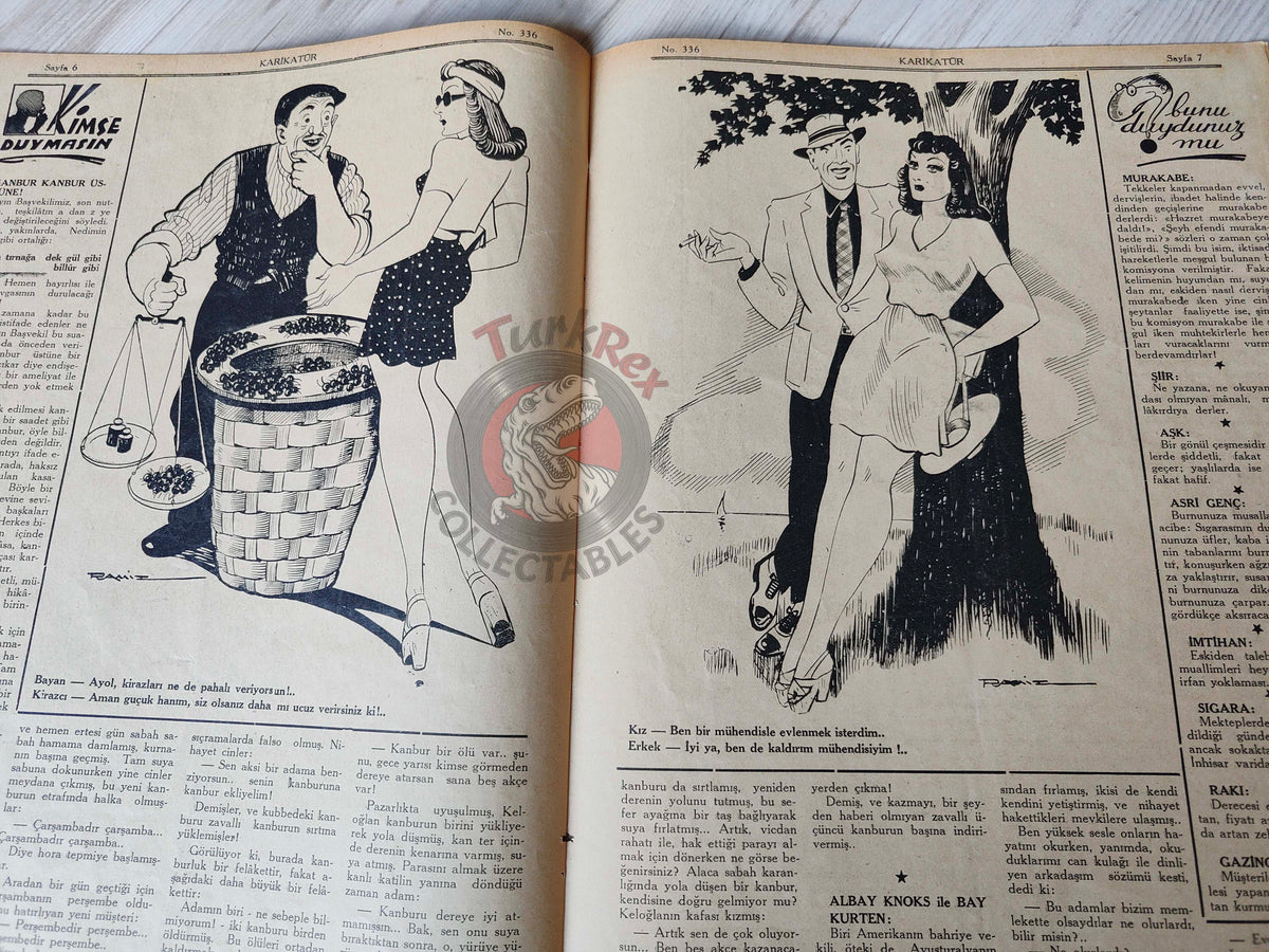 Karikatür 1942 Humor Magazine Turkish Turkey Britain Soviet Union United States WW2 era Uncle Sam USA