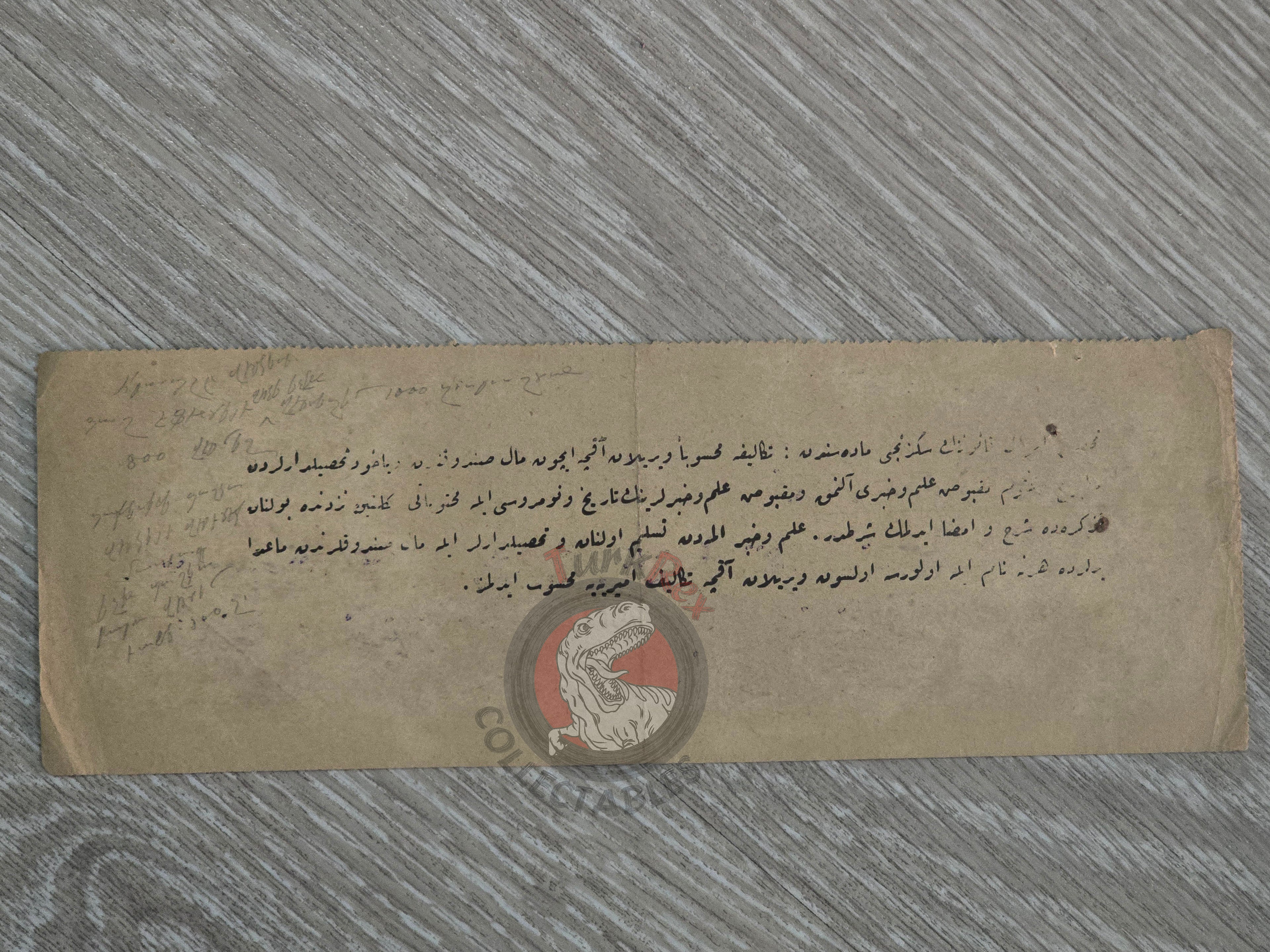 Ottoman Tax Receipt 1917 Tekirdağ Arablı Armenian Citizen Düzyan Family WW1