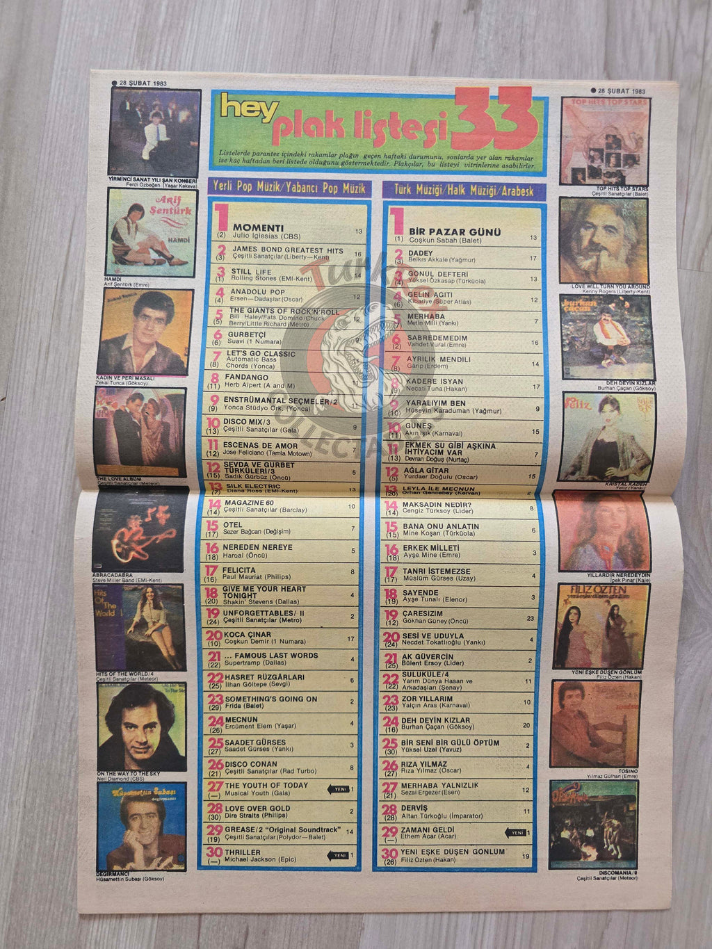 Hey Music World 1983 Julio Iglesias Turkish Mag Turkey Neil Young Ray Charles Hagar the Horrible