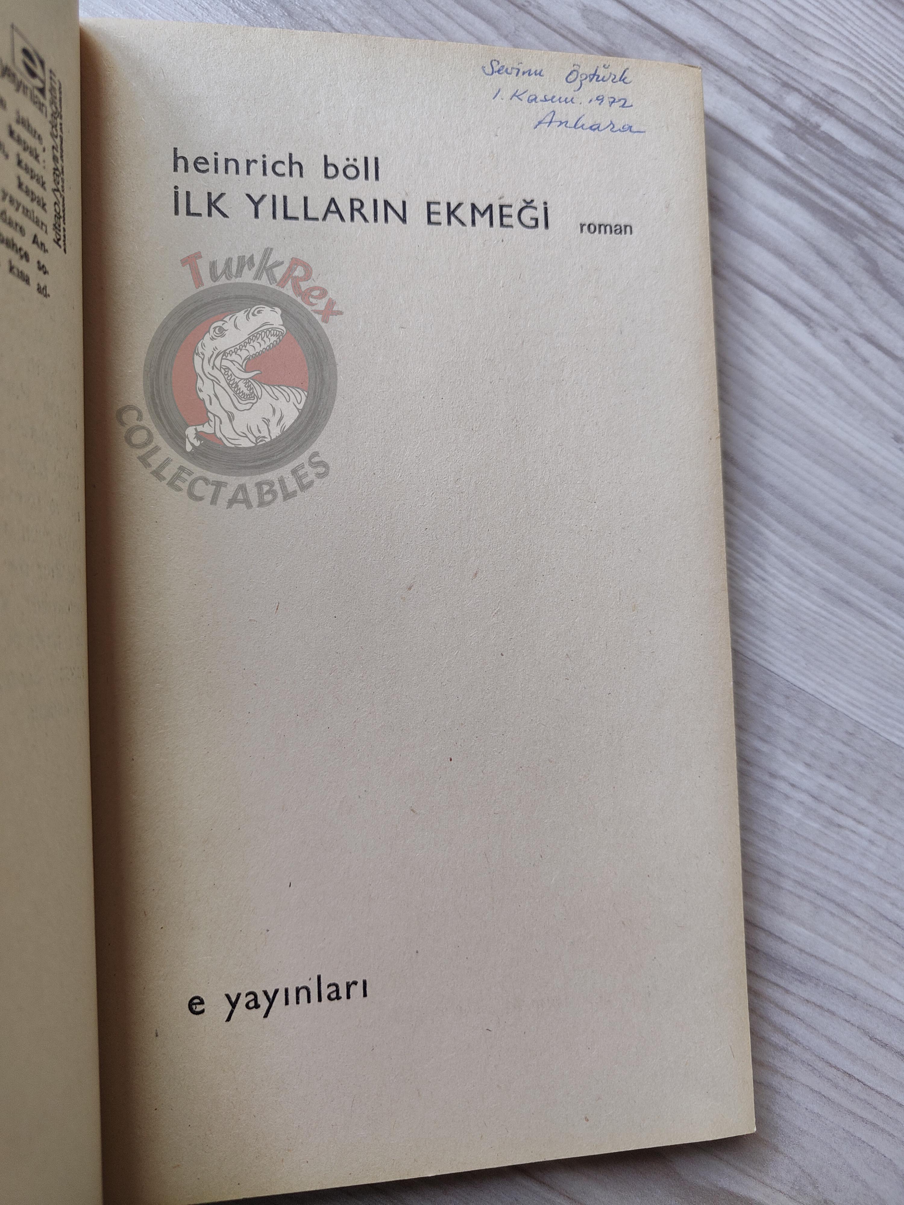 Heinrich Böll – The Bread of Those Early Years 1972 Turkish Book Turkey