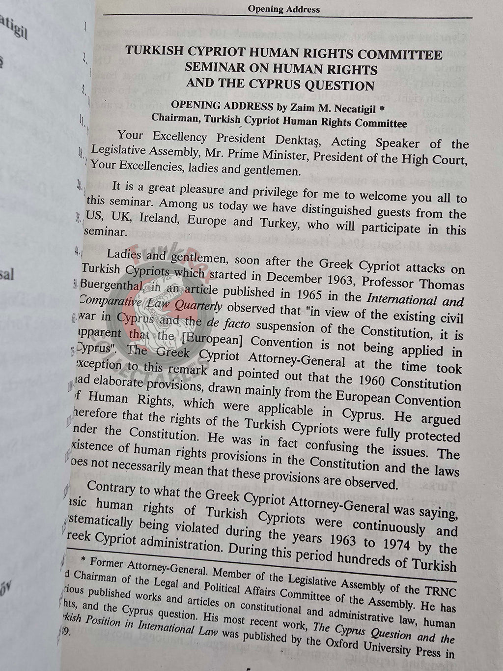 Human Rights and the Cyprus Question 1991 English Book Turkish Cypriot