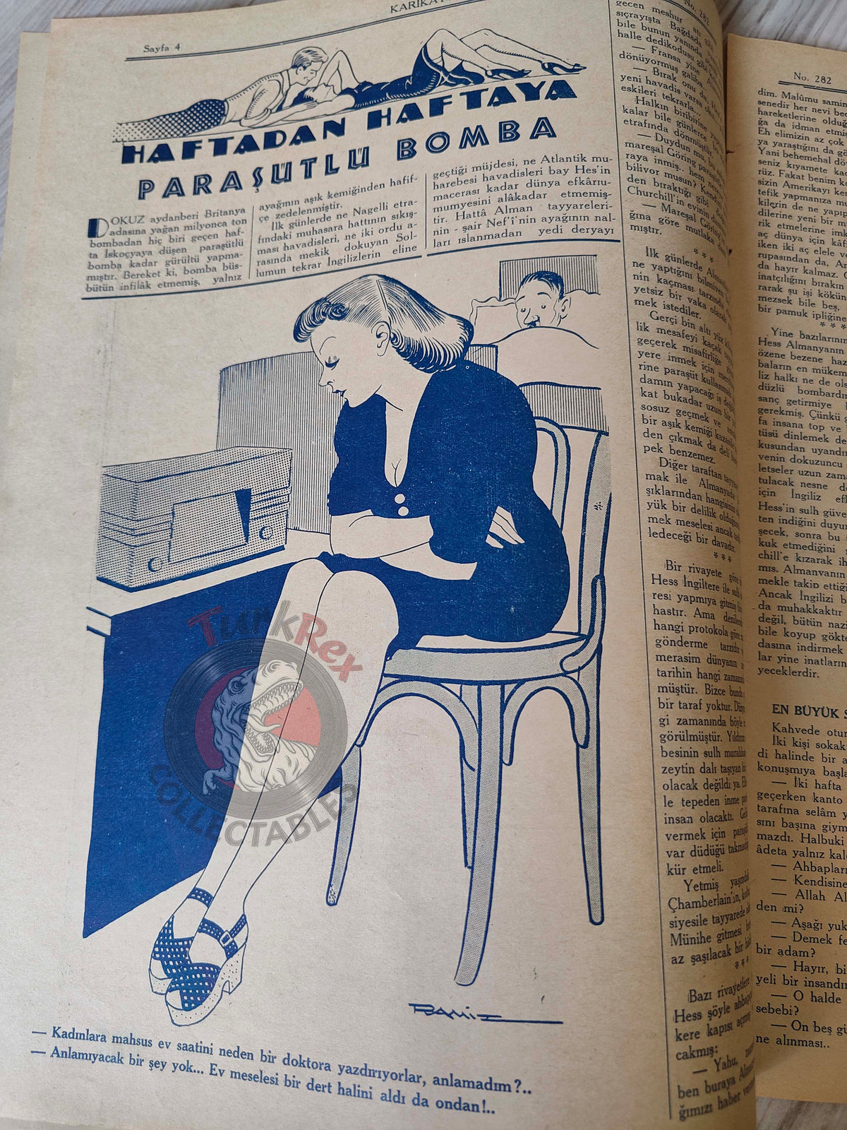 Karikatür 1941 Humor Magazine Turkish Turkey Germany France Syria WW2 era Rudolf Hess