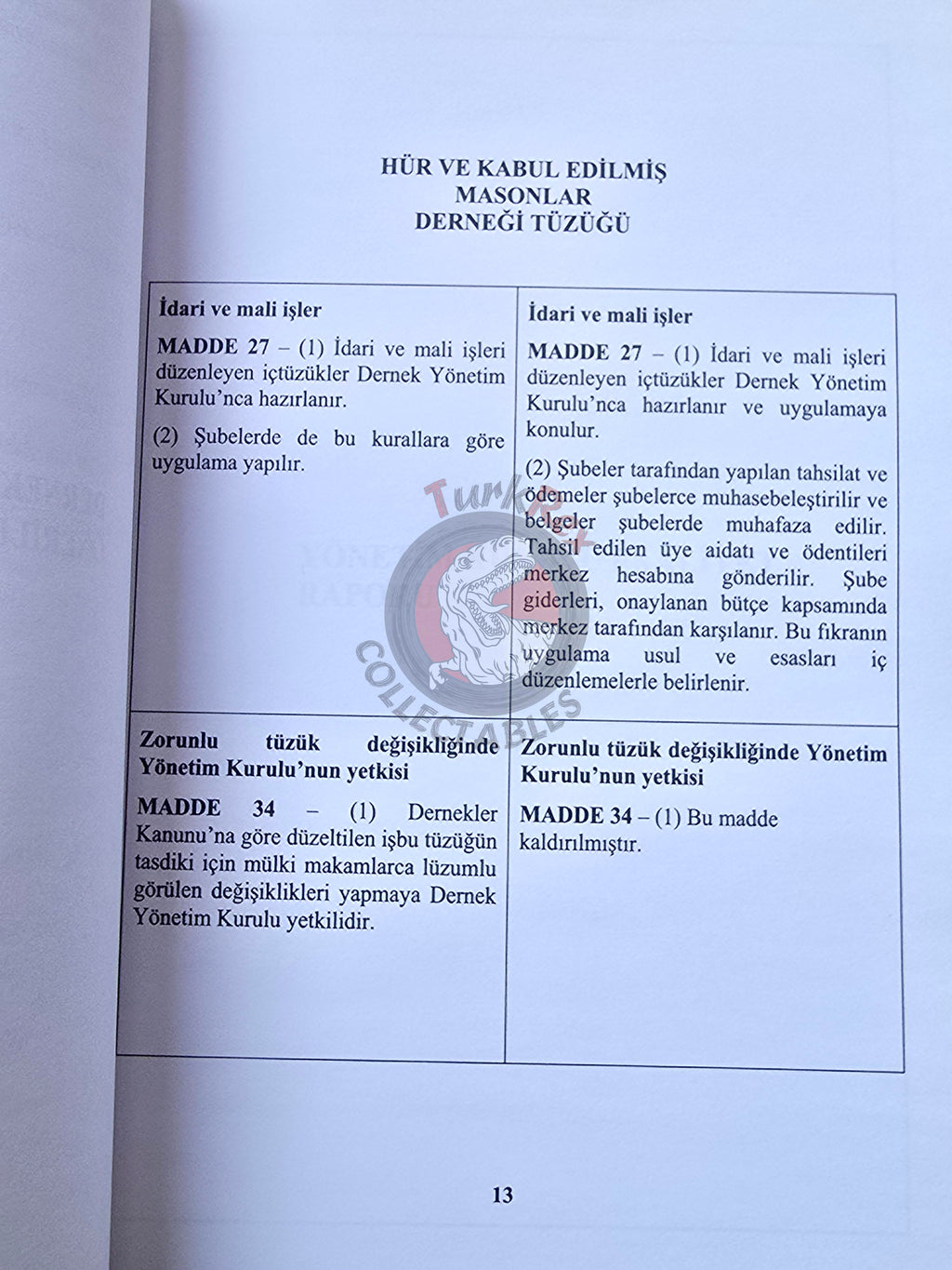 Turkish Freemasonry General Assembly Report 2013 Booklet Masonic Masons of Turkey