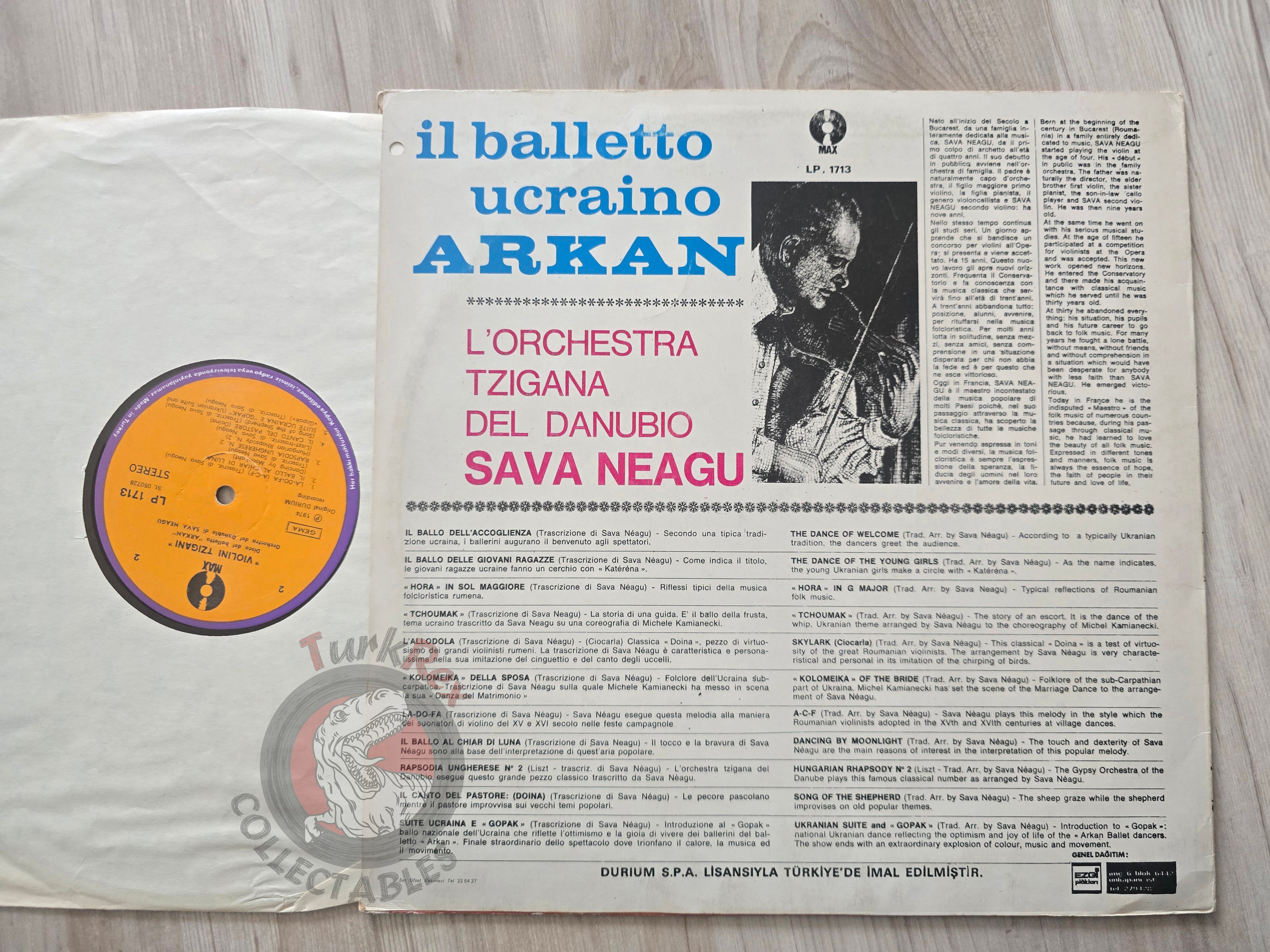 L'Orchestra Tzigana Del Danubio Sava Neagu – Il Balletto Ucraino Arkan  Turkish Pressing Vinyl Turkey Edition