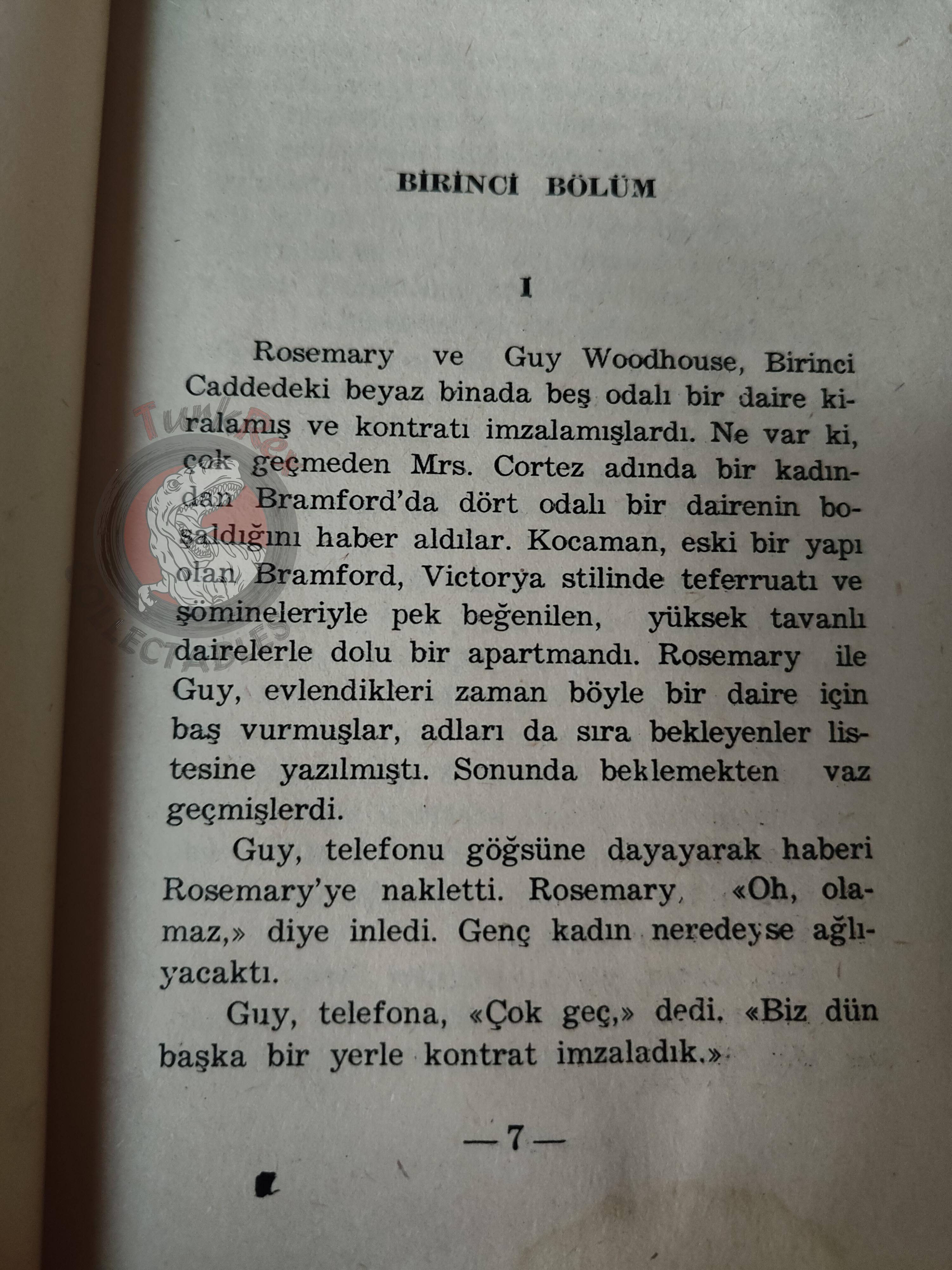 Ira Levin – Rosemary's Baby 1971 1st Turkish Book Turkey