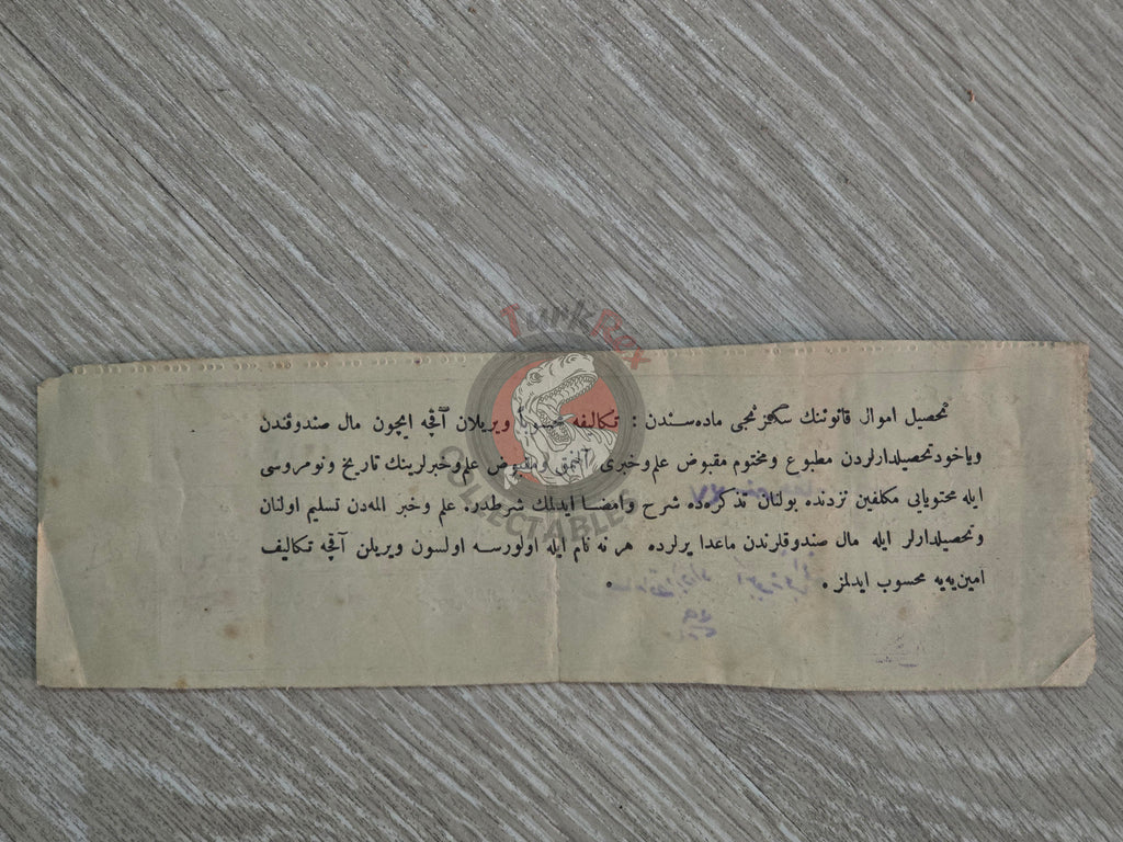 Ottoman Tax Receipt 1923 Erzurum İspir Muslim Citizen