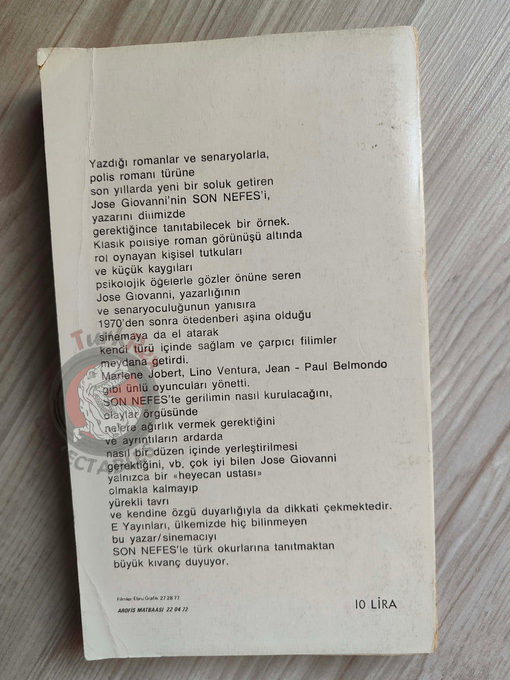 José Giovanni – Le Deuxième Souffle 1973 1st Turkish Book Turkey