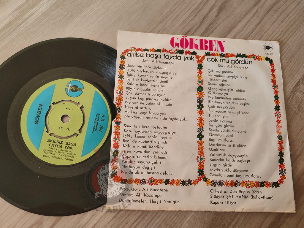 Gökben – Akılsız Başa Fayda Yok 7" Turkish Pressing Vinyl Turkey Edition