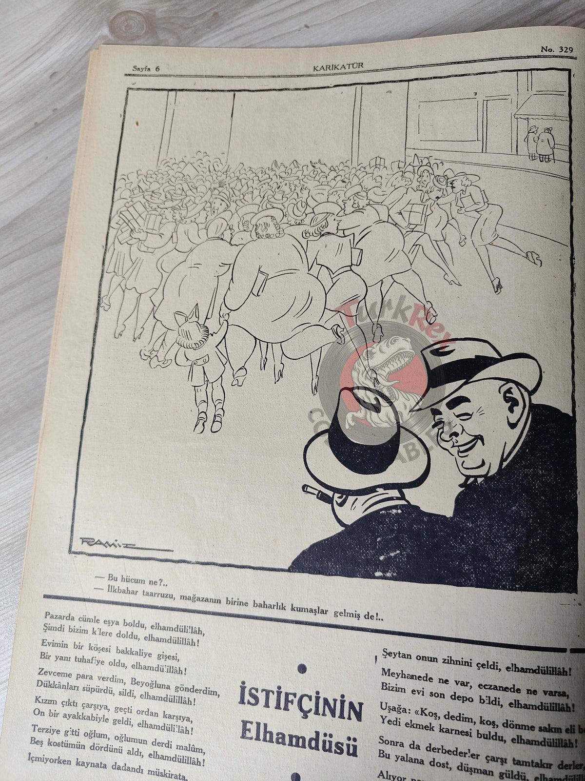 Karikatür 1942 Humor Magazine Turkish Turkey War Sir Stafford Cripps India WW2 era Japan USA