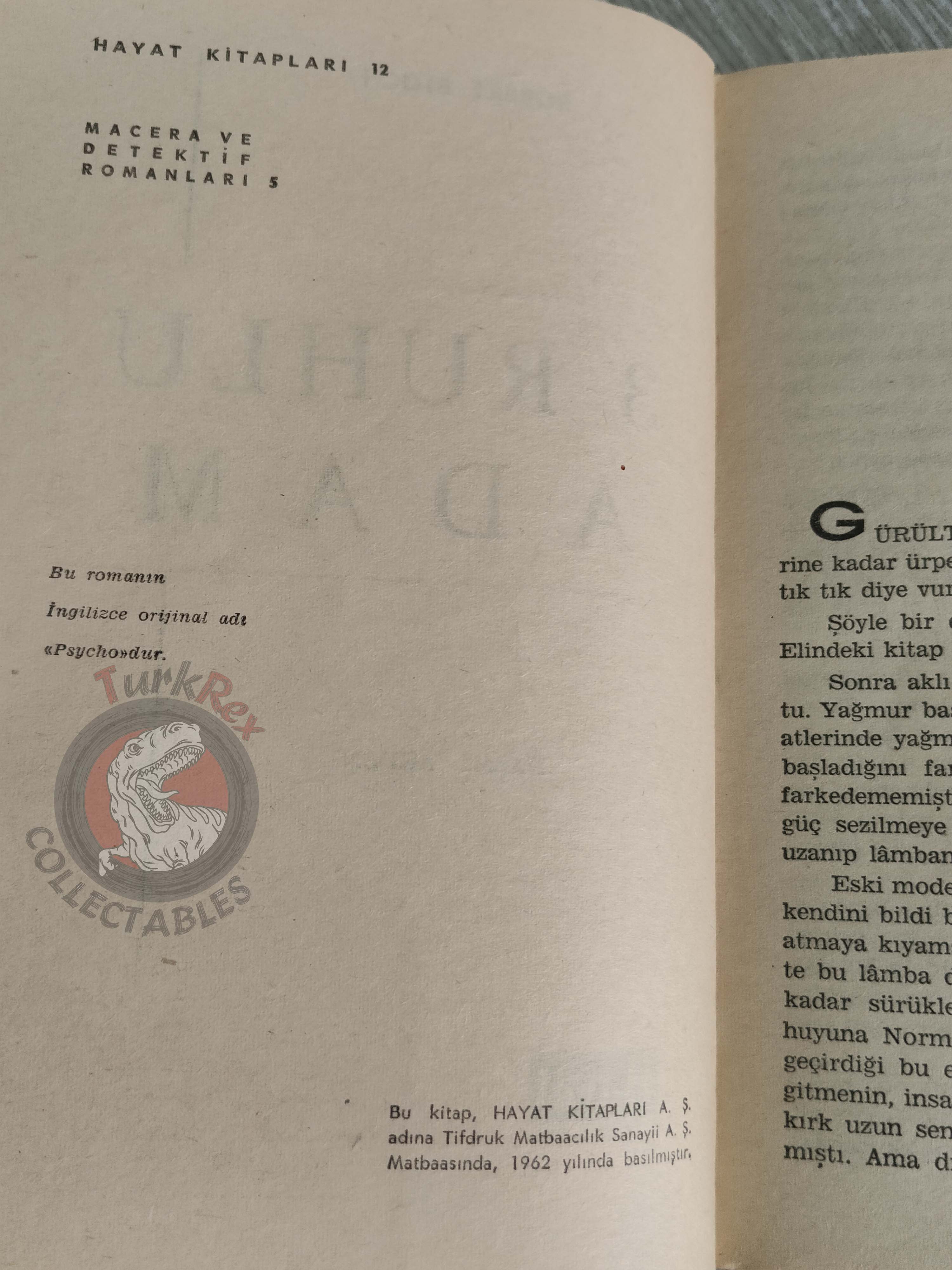Robert Bloch – Psycho 1962 1st Turkish Book Turkey Alfred Hitchcock