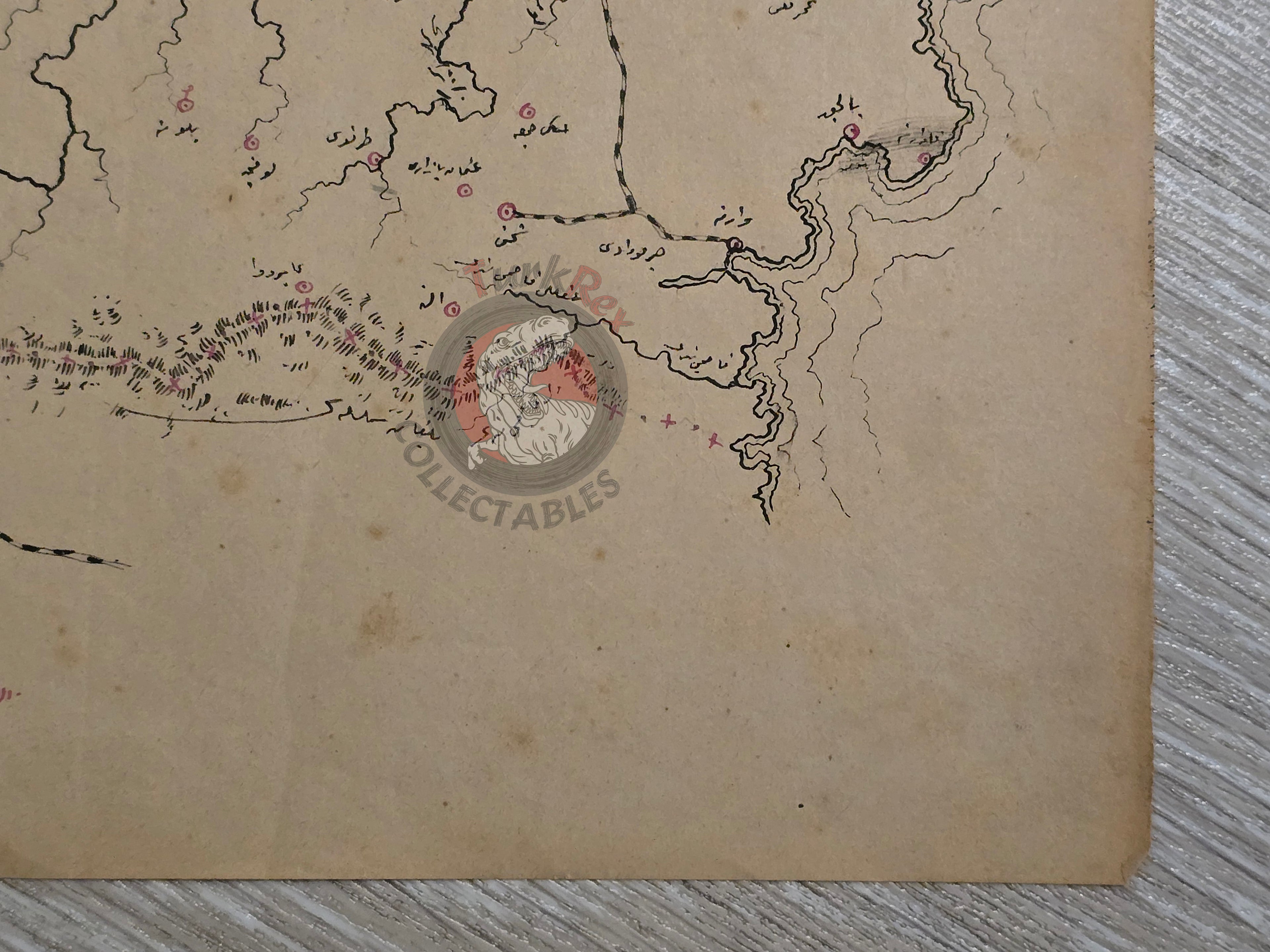 Ottoman Empire Hand-Drawn Map Eastern Bulgarian State 1890s Manuscript Varna Bulgaria