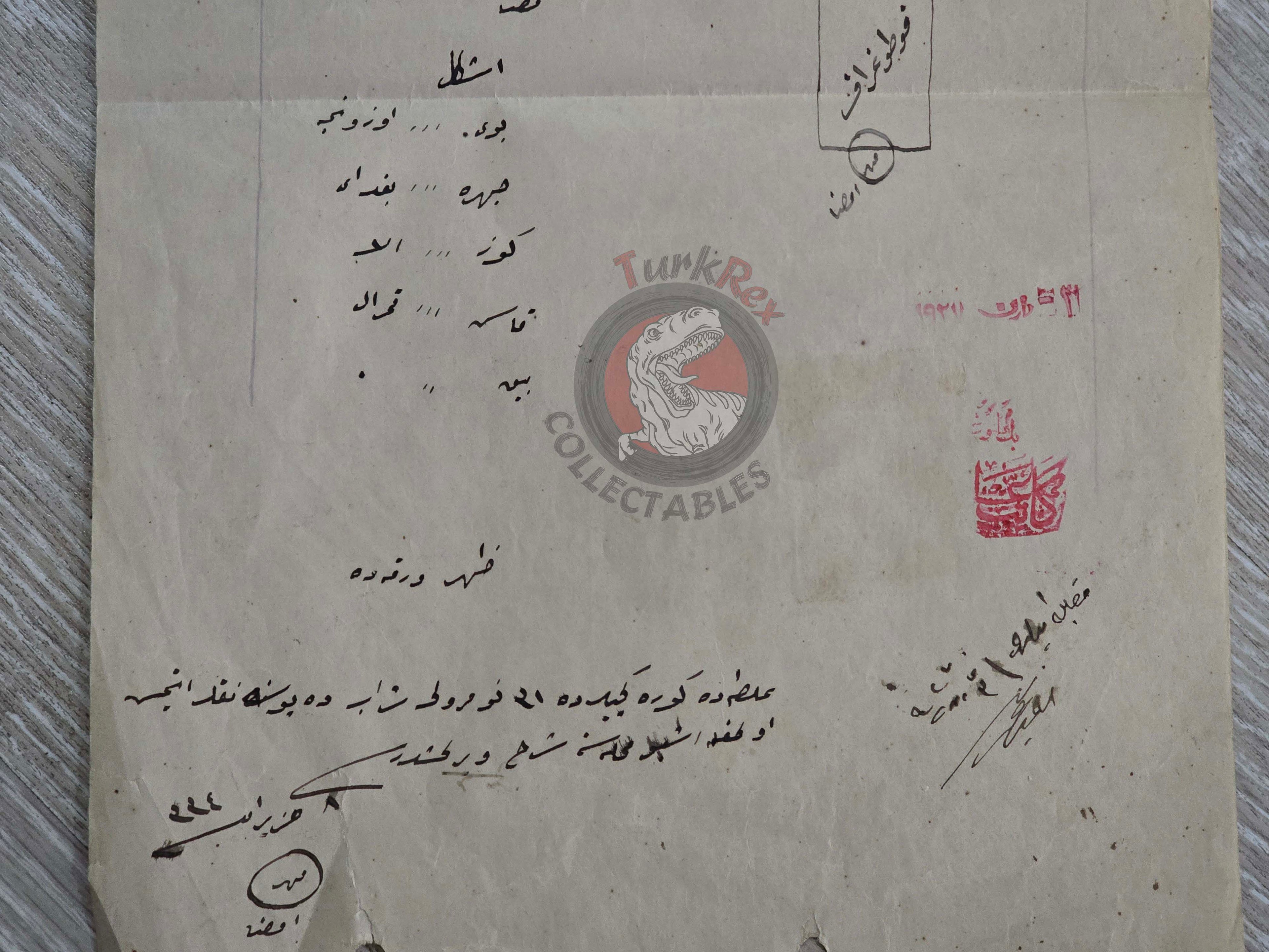 Ottoman Residence Permit for a Greek Citizen 1916 Istanbul Document Rum Greece Galata