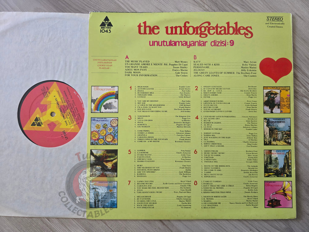 Various – The Unforgetables 9 Turkish Pressing Vinyl Turkey Edition