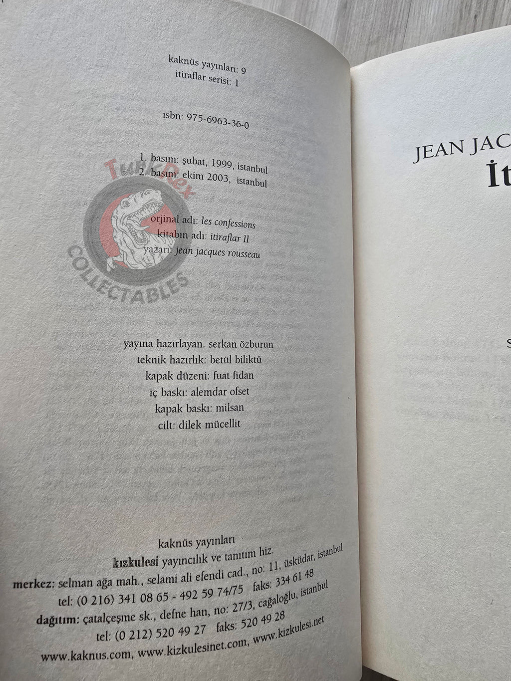 Jean-Jacques Rousseau – The Confessions 2000 Turkish Book Turkey