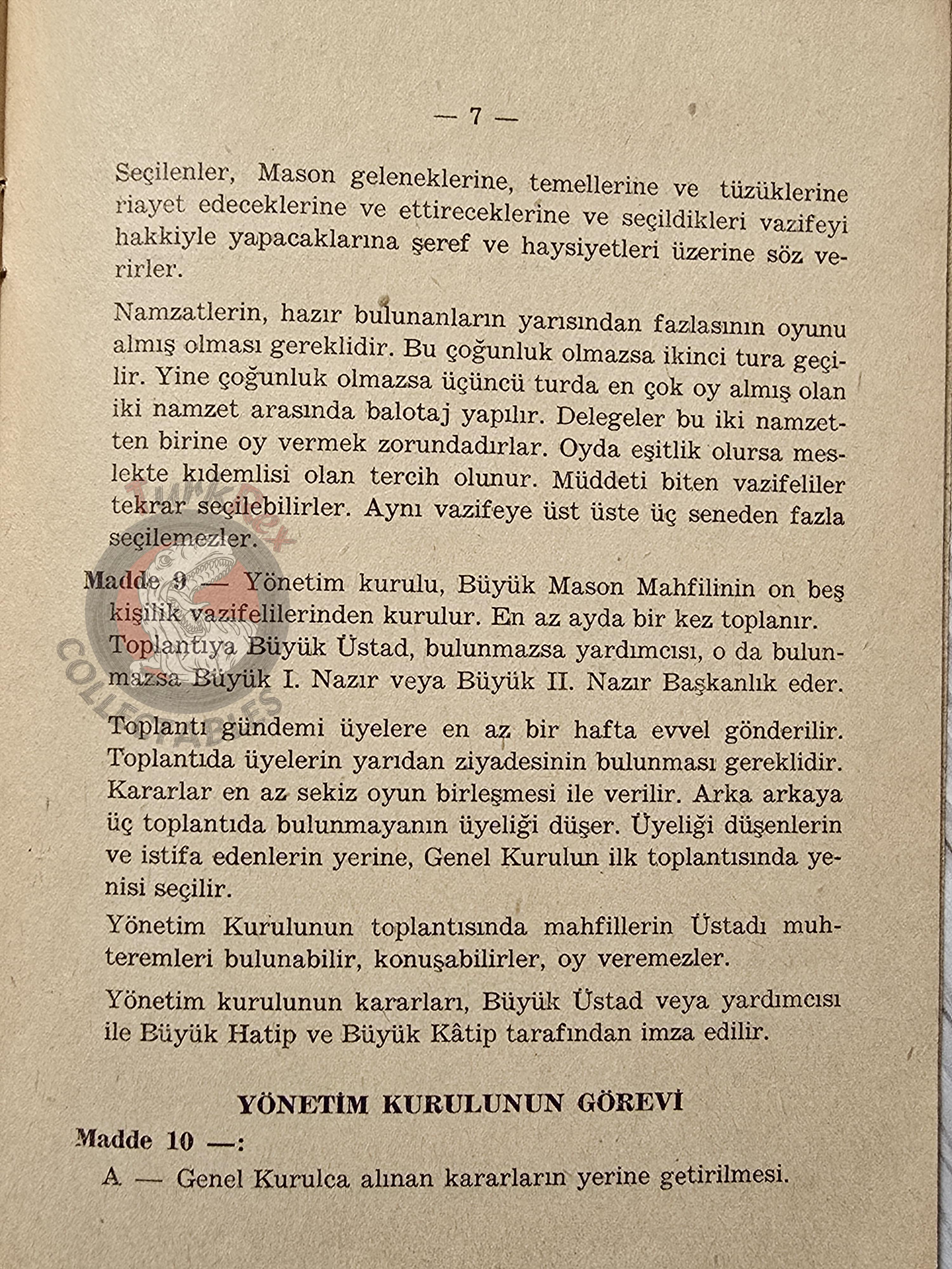 Turkish Freemasonry Internal Regulations of the Lodges 1967 Booklet Masonic Masons of Turkey