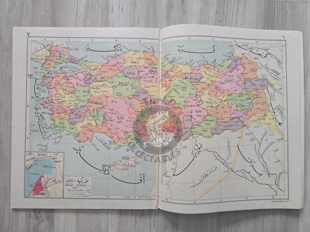 Ottoman Atlas - Orta Atlas by Faik Sabri Ottoman Script 1928 many maps