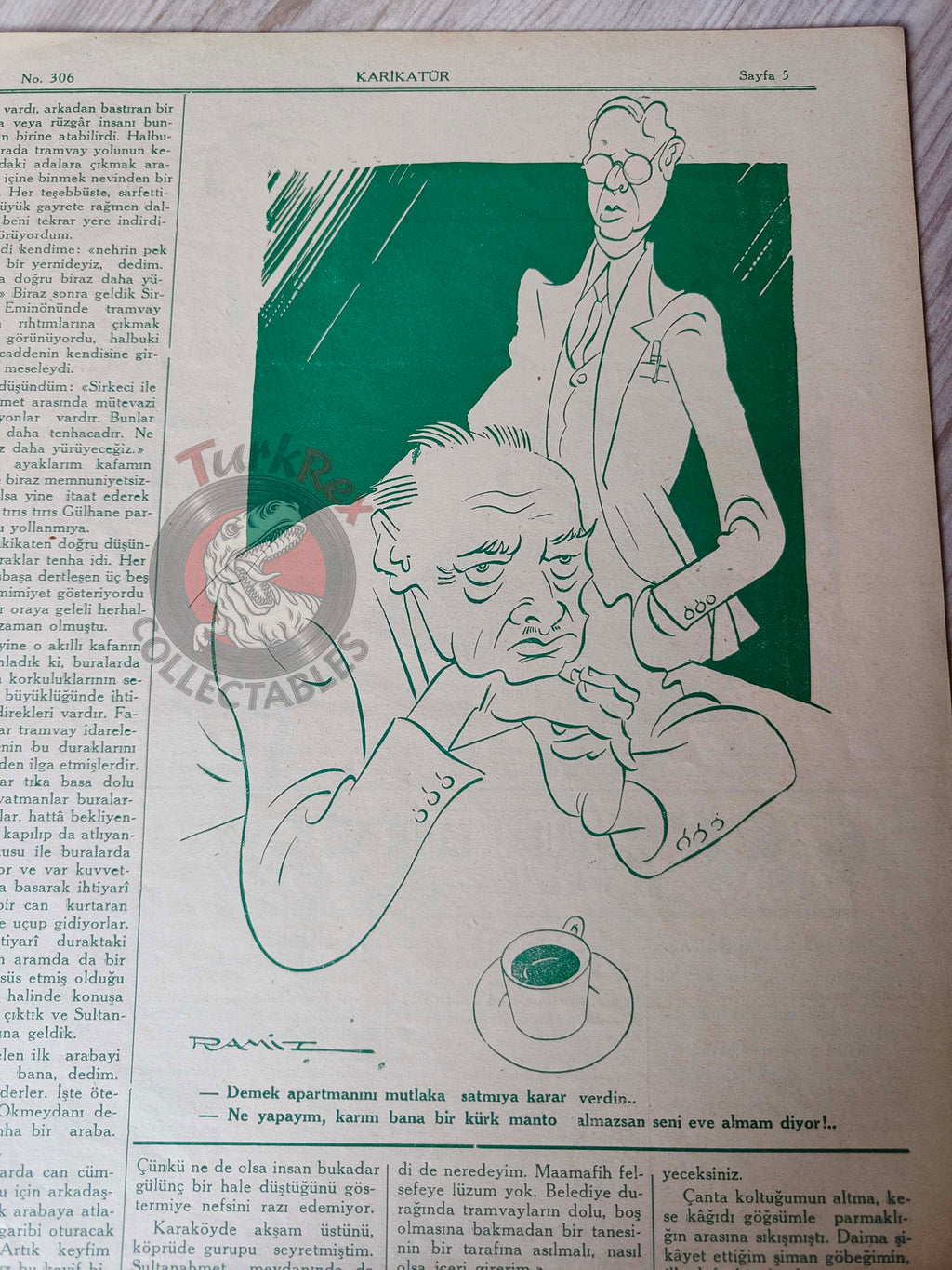Karikatür 1941 Humor Magazine Turkish Turkey Uncle Sam USA WW2 era Soviet Russia Britain Japan